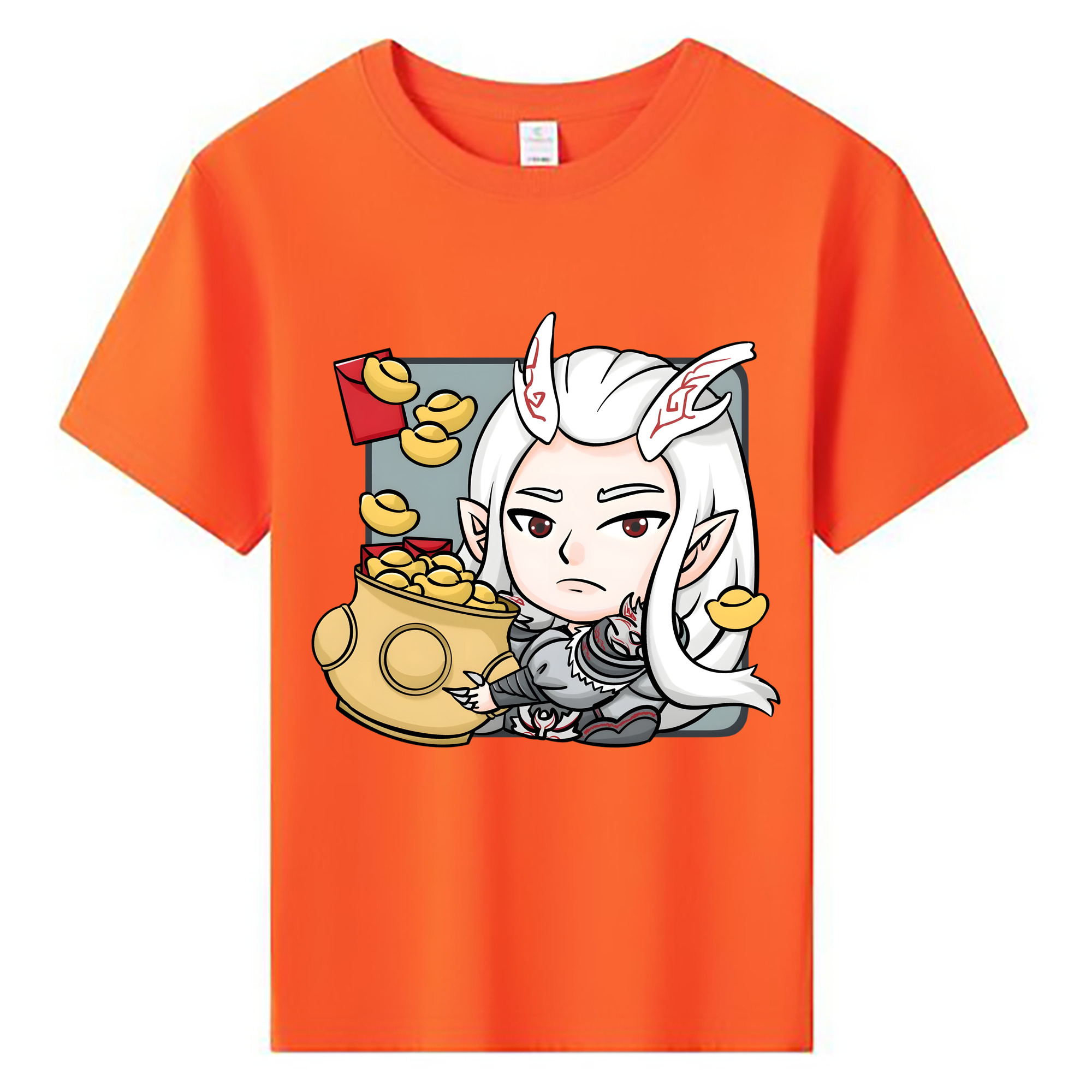 （画像用） Ne Zha 2 ナタ 魔童の大暴れ 綿100％キッズTシャツ（フロントプリント）