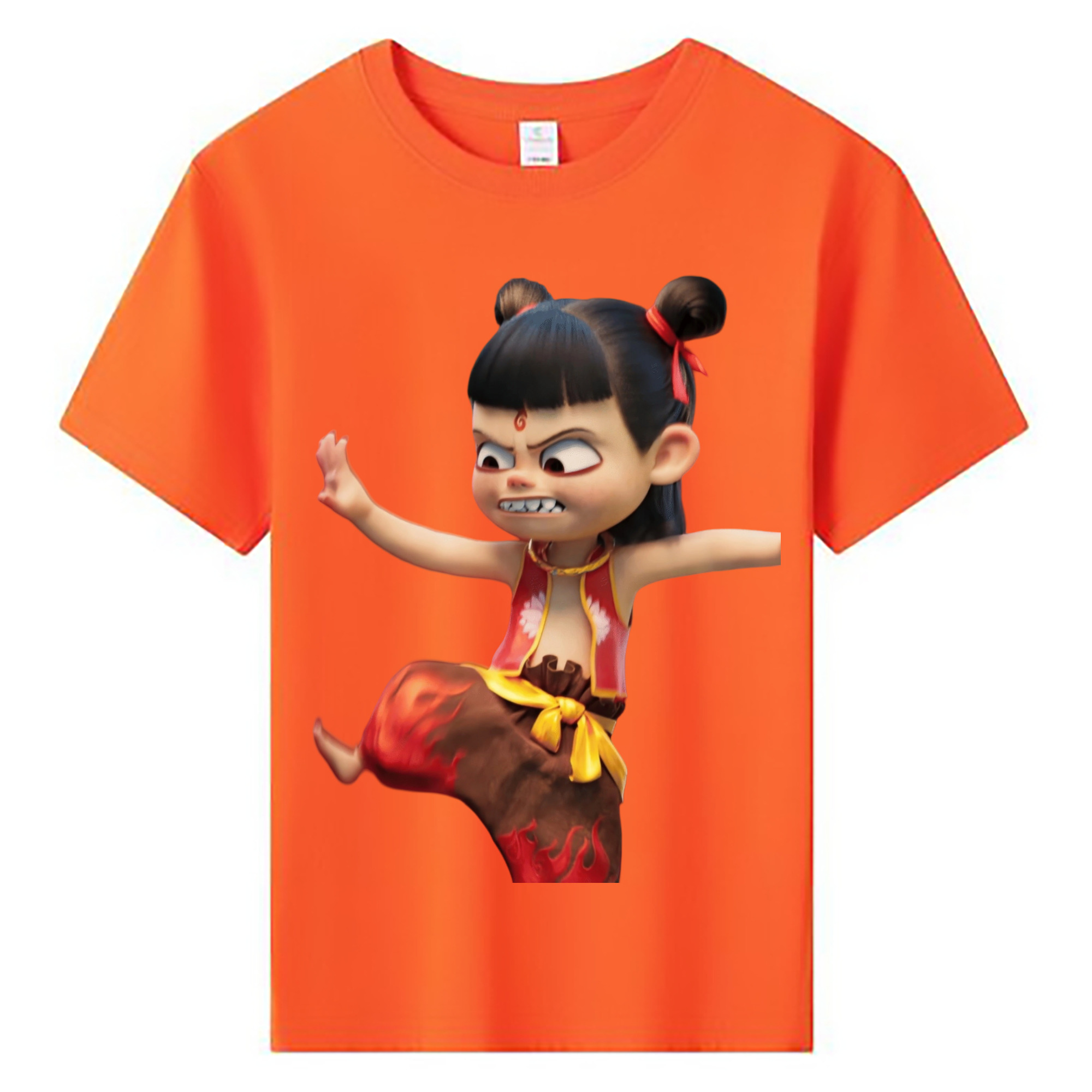 （画像用） Ne Zha 2 ナタ 魔童の大暴れ 綿100％キッズTシャツ（フロントプリント）