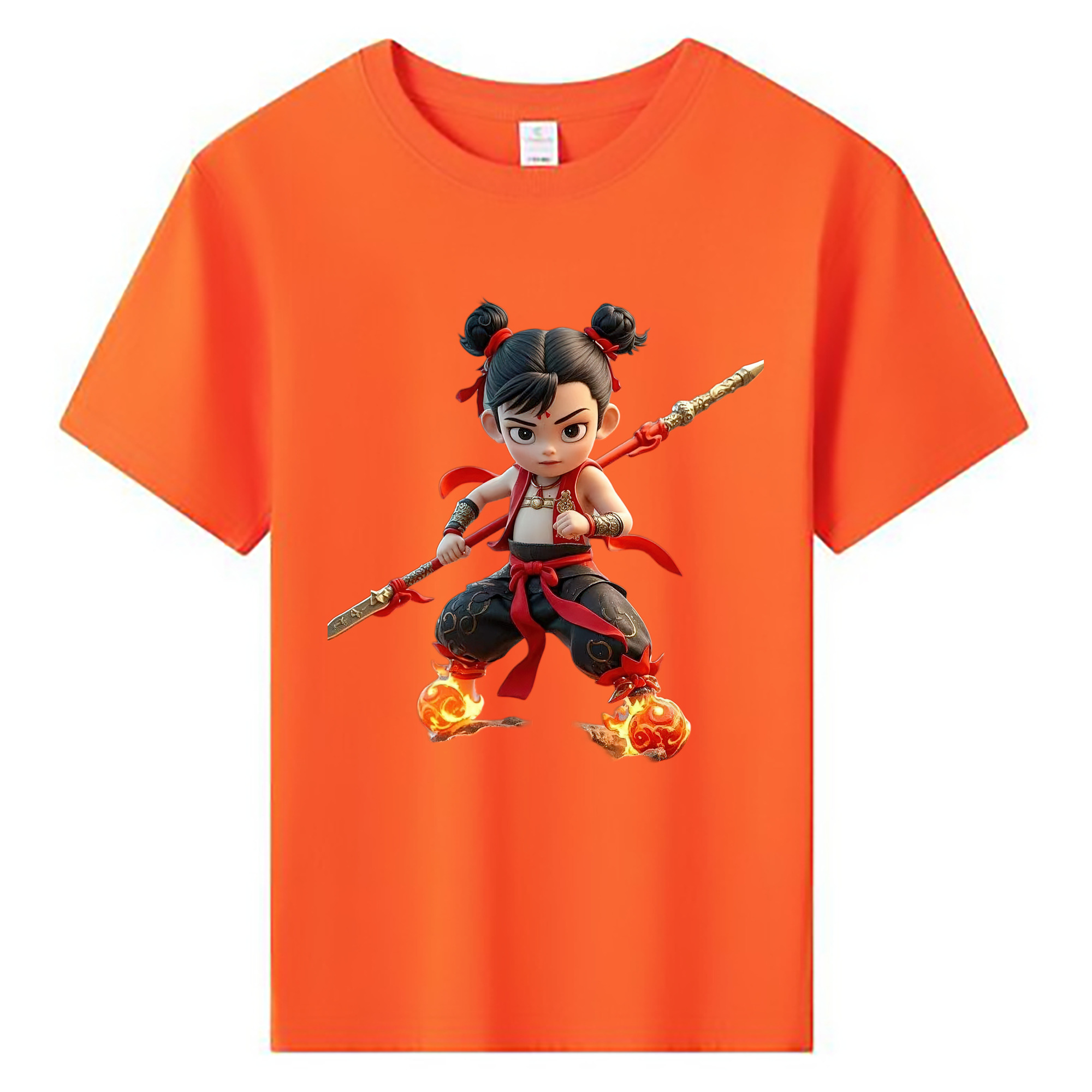 （画像用） Ne Zha 2 ナタ 魔童の大暴れ 綿100％キッズTシャツ（フロントプリント）