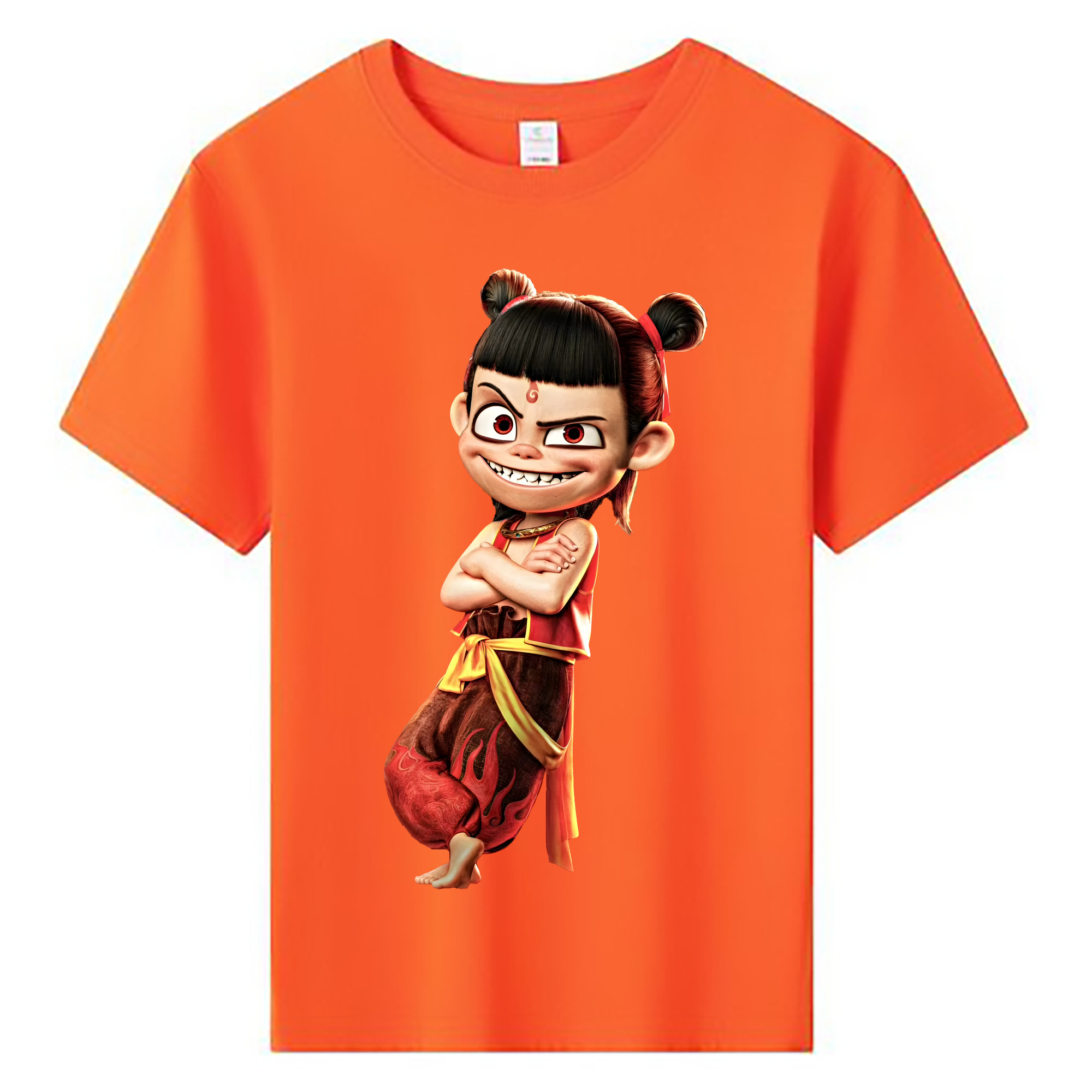 （画像用） Ne Zha 2 ナタ 魔童の大暴れ 綿100％キッズTシャツ（フロントプリント）