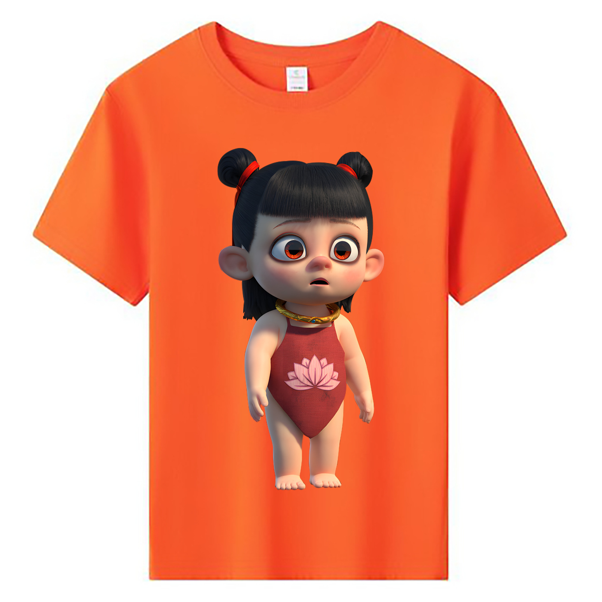 （画像用） Ne Zha 2 ナタ 魔童の大暴れ 綿100％キッズTシャツ（フロントプリント）