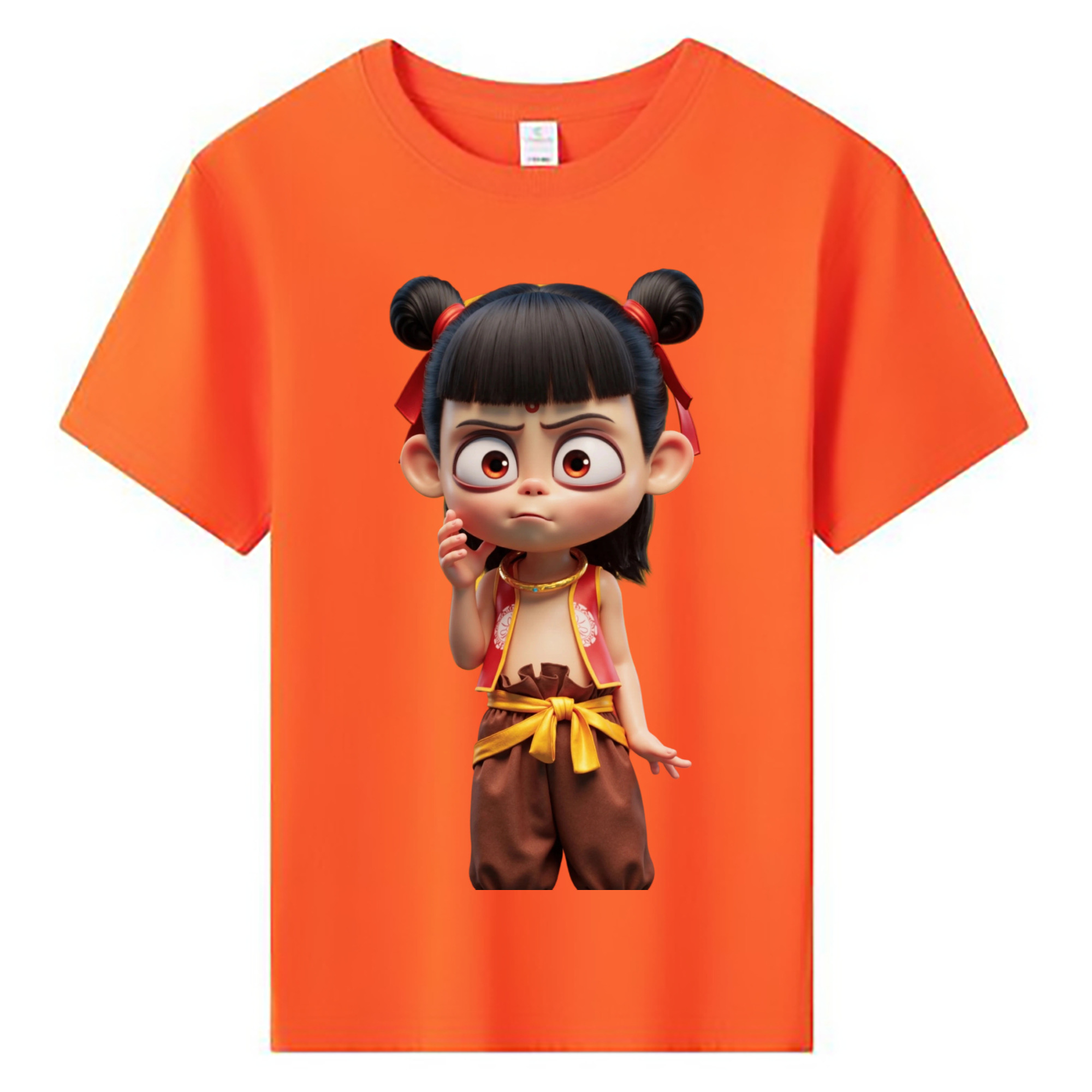 （画像用） Ne Zha 2 ナタ 魔童の大暴れ 綿100％キッズTシャツ（フロントプリント）