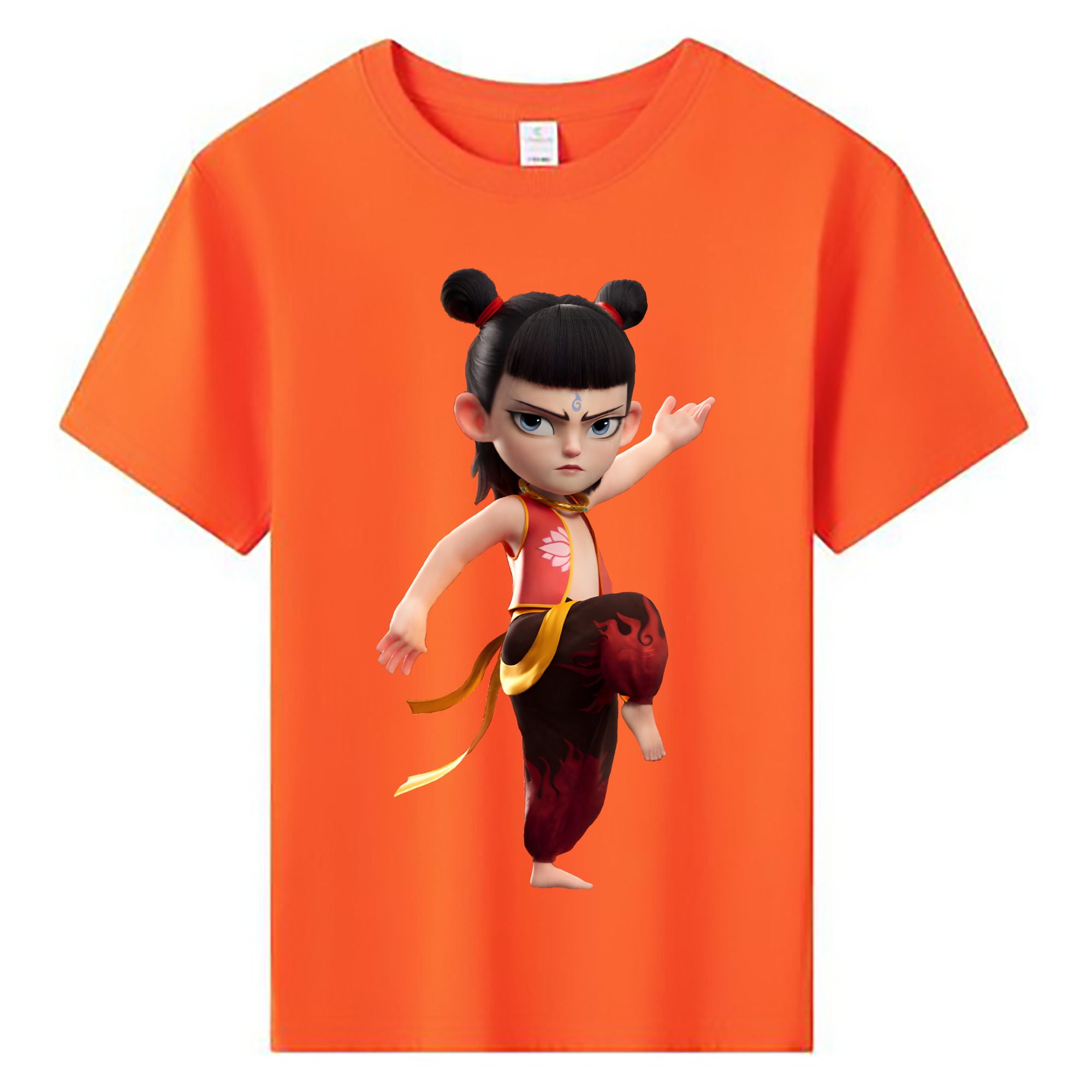 （画像用） Ne Zha 2 ナタ 魔童の大暴れ 綿100％キッズTシャツ（フロントプリント）