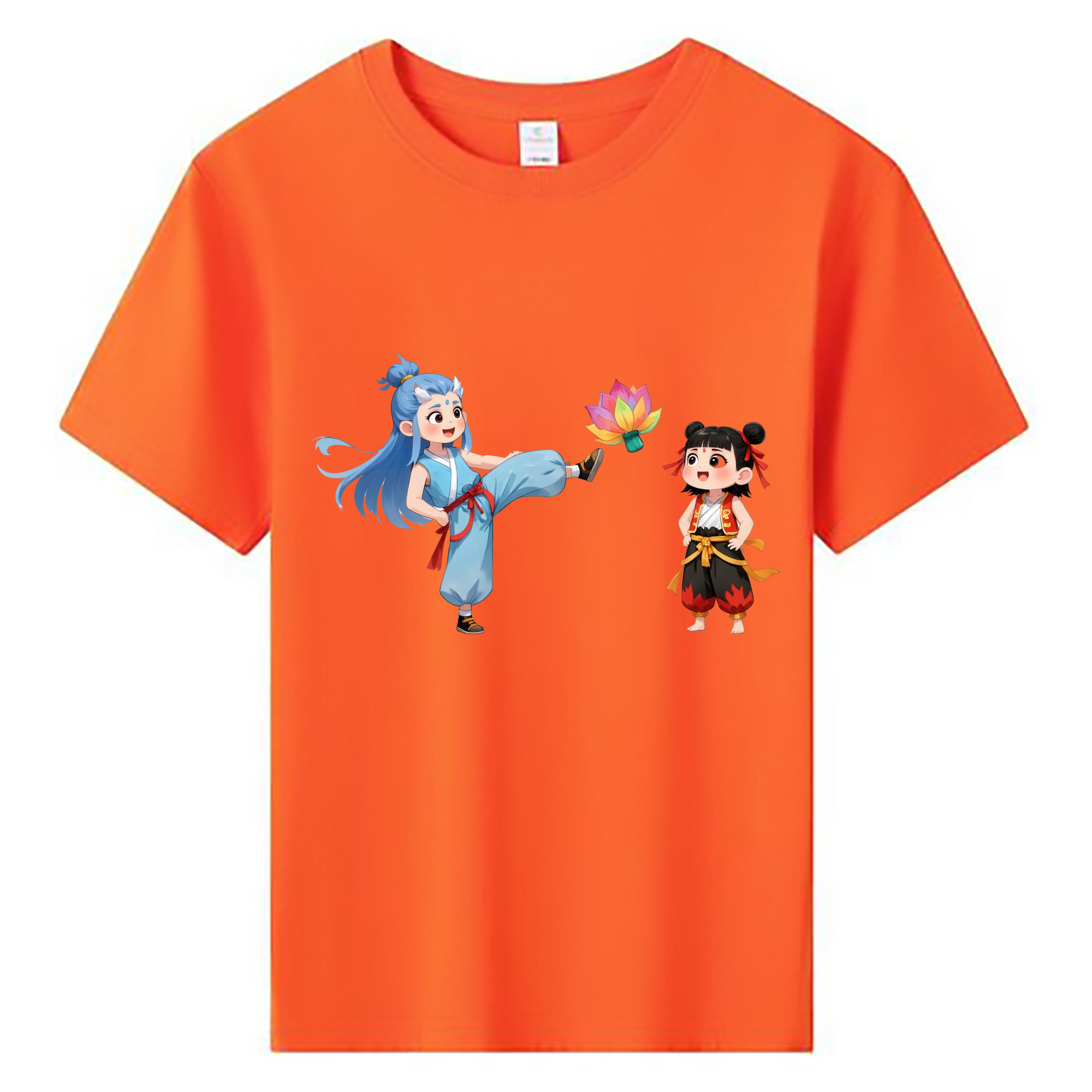 （画像用） Ne Zha 2 ナタ 魔童の大暴れ 綿100％キッズTシャツ（フロントプリント）