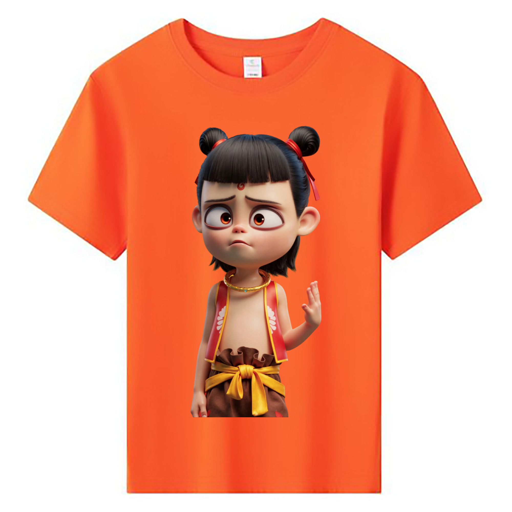 （画像用） Ne Zha 2 ナタ 魔童の大暴れ 綿100％キッズTシャツ（フロントプリント）