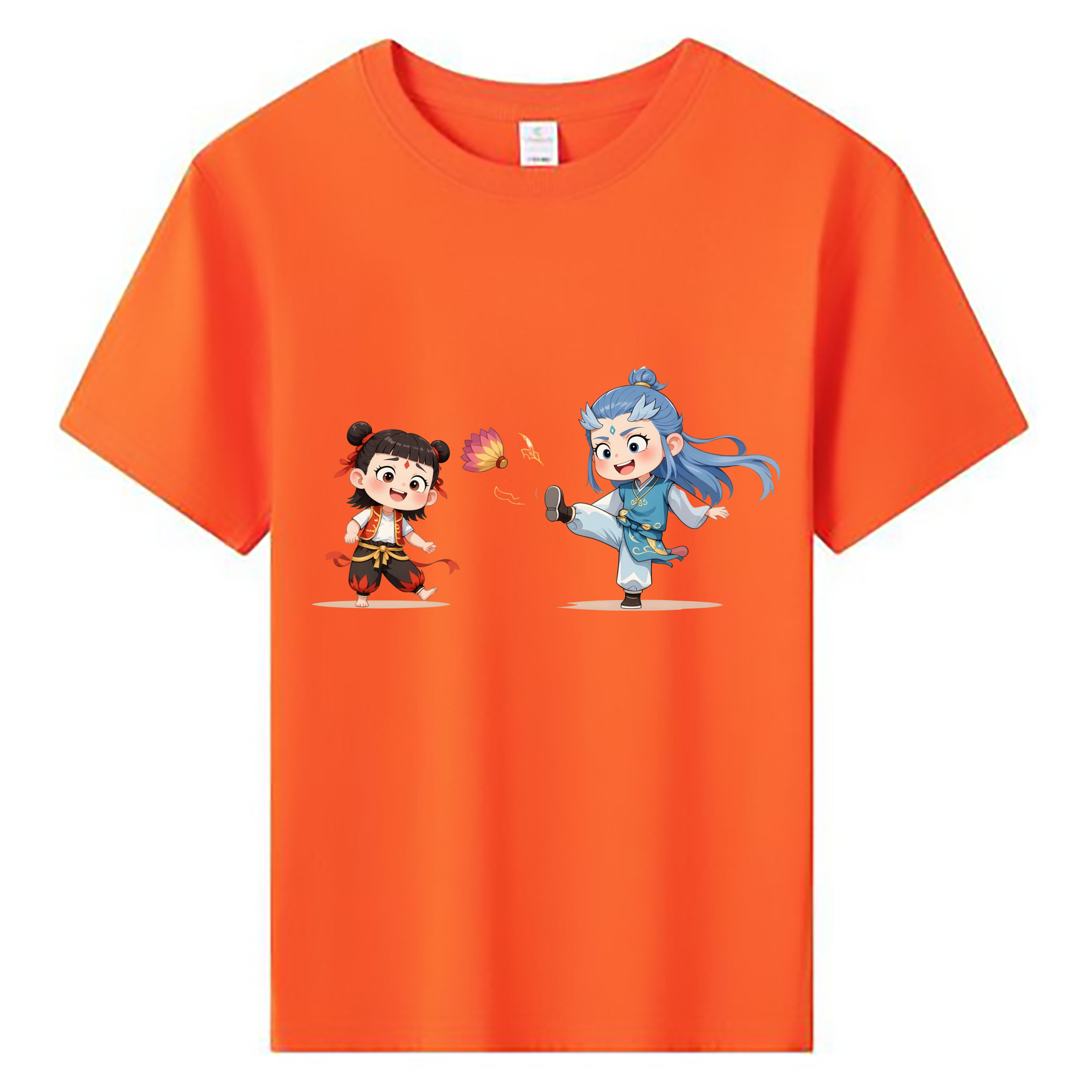（画像用） Ne Zha 2 ナタ 魔童の大暴れ 綿100％キッズTシャツ（フロントプリント）