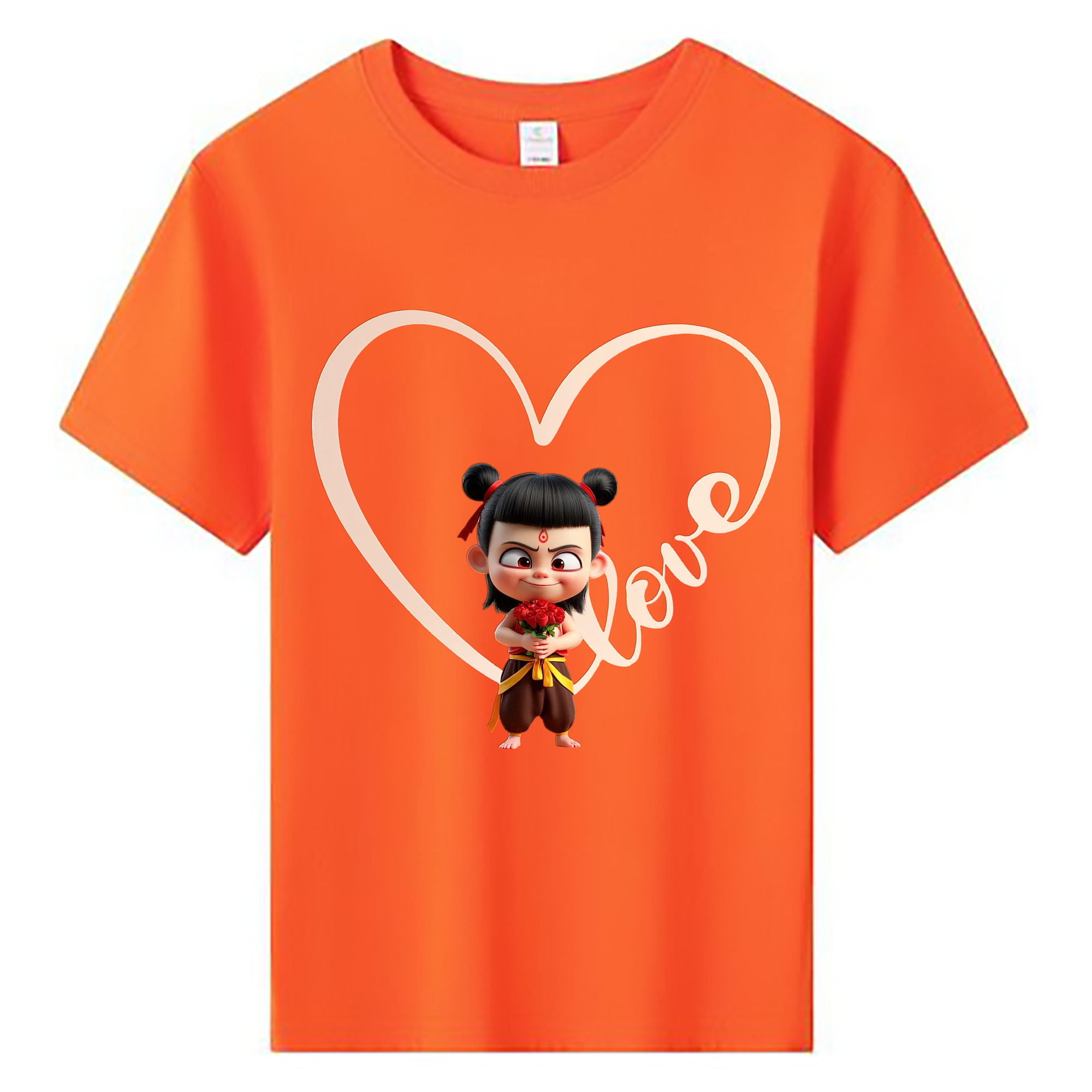 （画像用） Ne Zha 2 ナタ 魔童の大暴れ 綿100％キッズTシャツ（フロントプリント）
