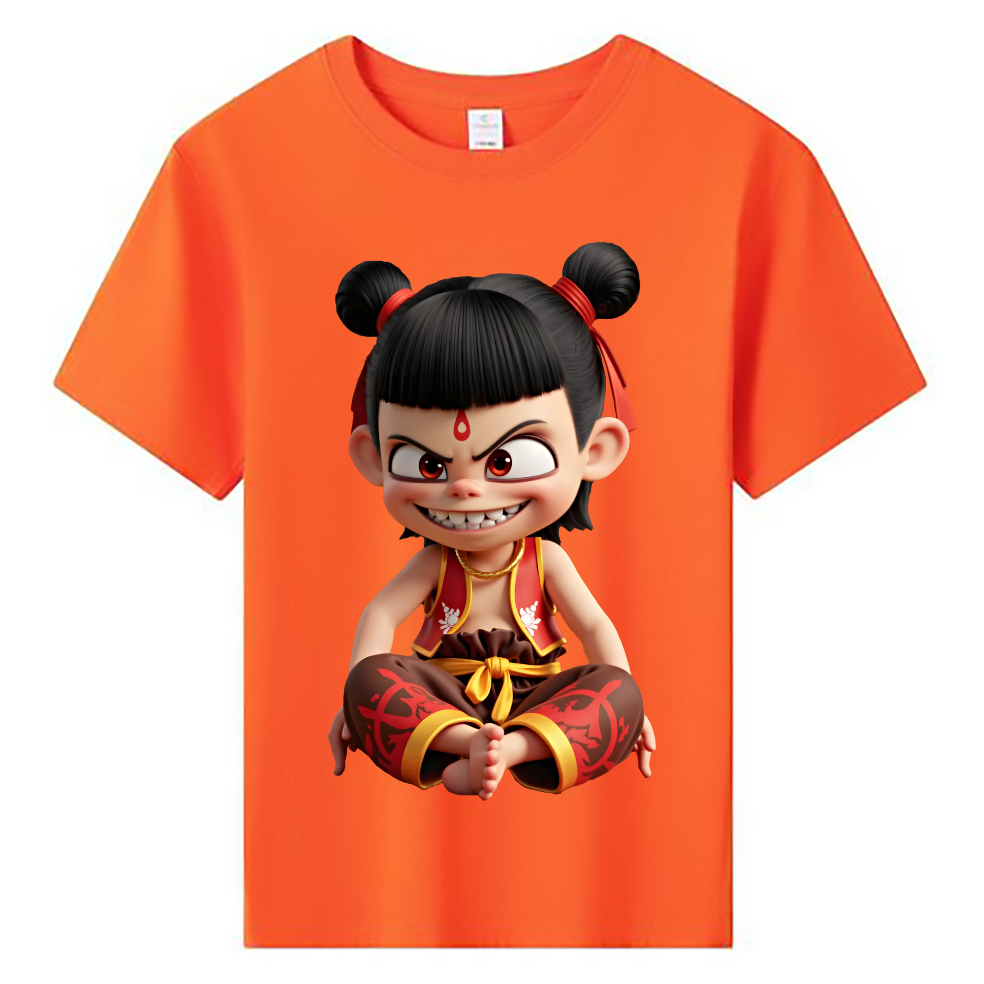 （画像用） Ne Zha 2 ナタ 魔童の大暴れ 綿100％キッズTシャツ（フロントプリント）