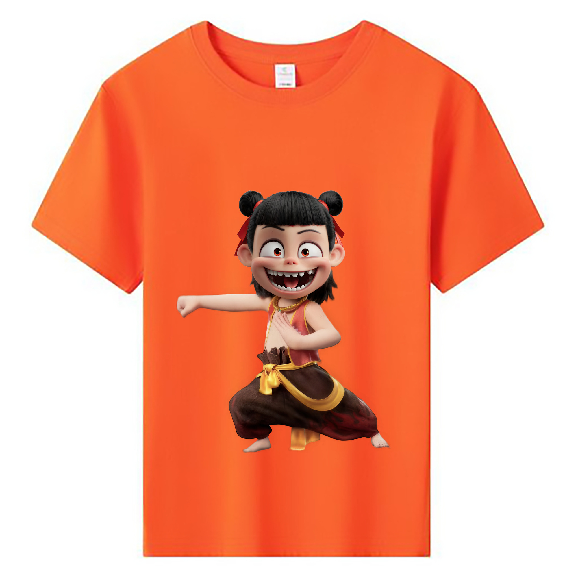 （画像用） Ne Zha 2 ナタ 魔童の大暴れ 綿100％キッズTシャツ（フロントプリント）