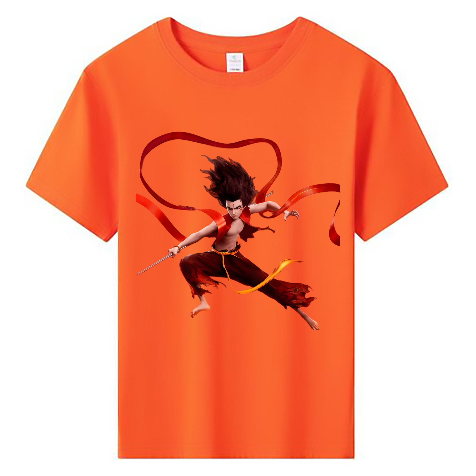 （画像用） Ne Zha 2 ナタ 魔童の大暴れ 綿100％キッズTシャツ（フロントプリント）