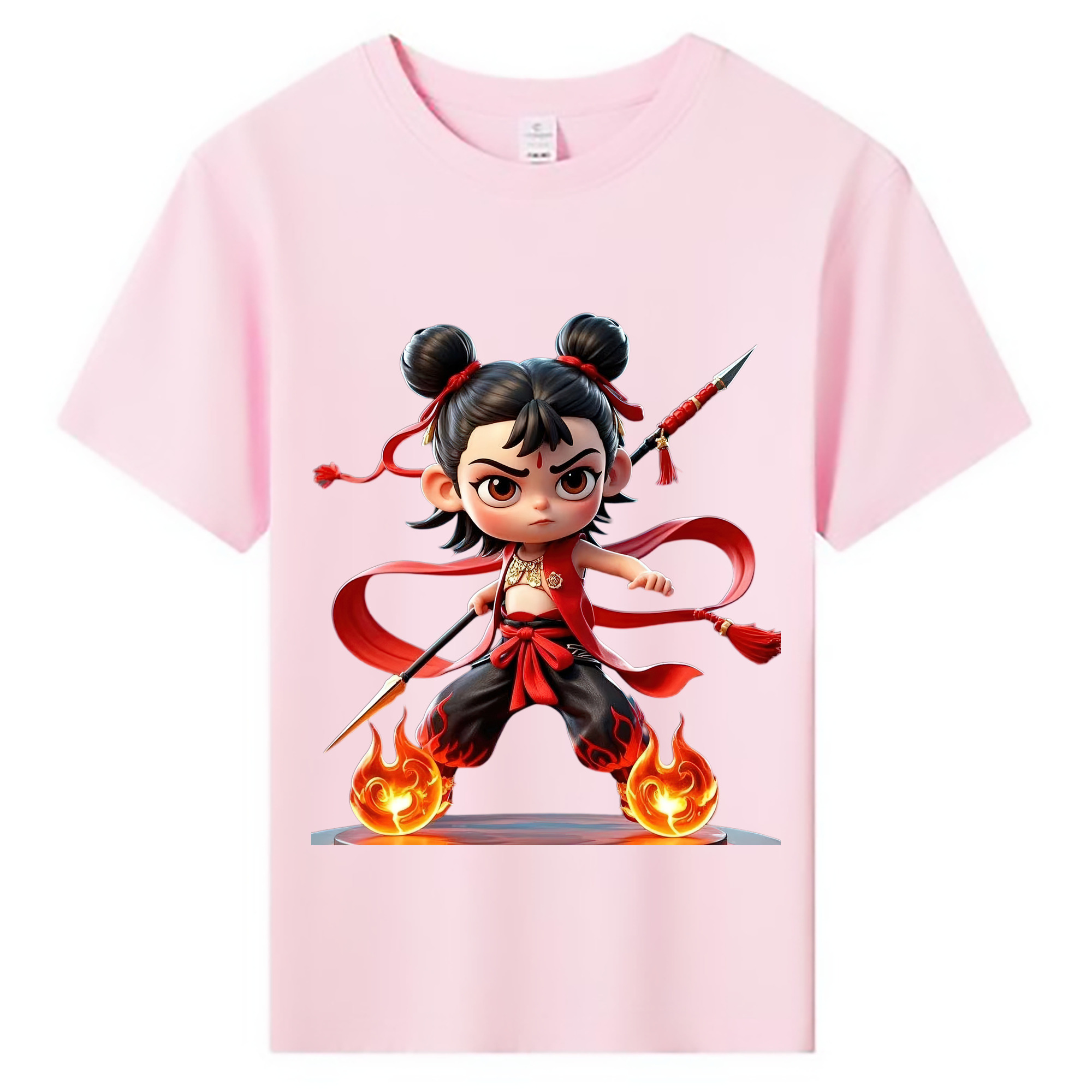 （画像用） Ne Zha 2 ナタ 魔童の大暴れ 綿100％キッズTシャツ（フロントプリント）