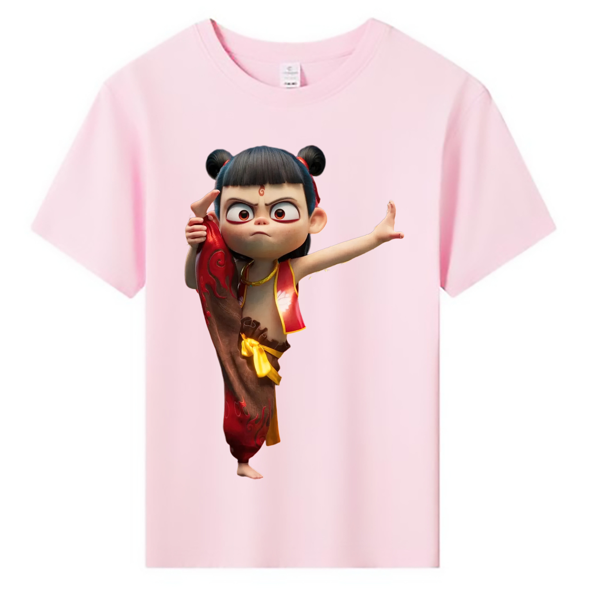 （画像用） Ne Zha 2 ナタ 魔童の大暴れ 綿100％キッズTシャツ（フロントプリント）