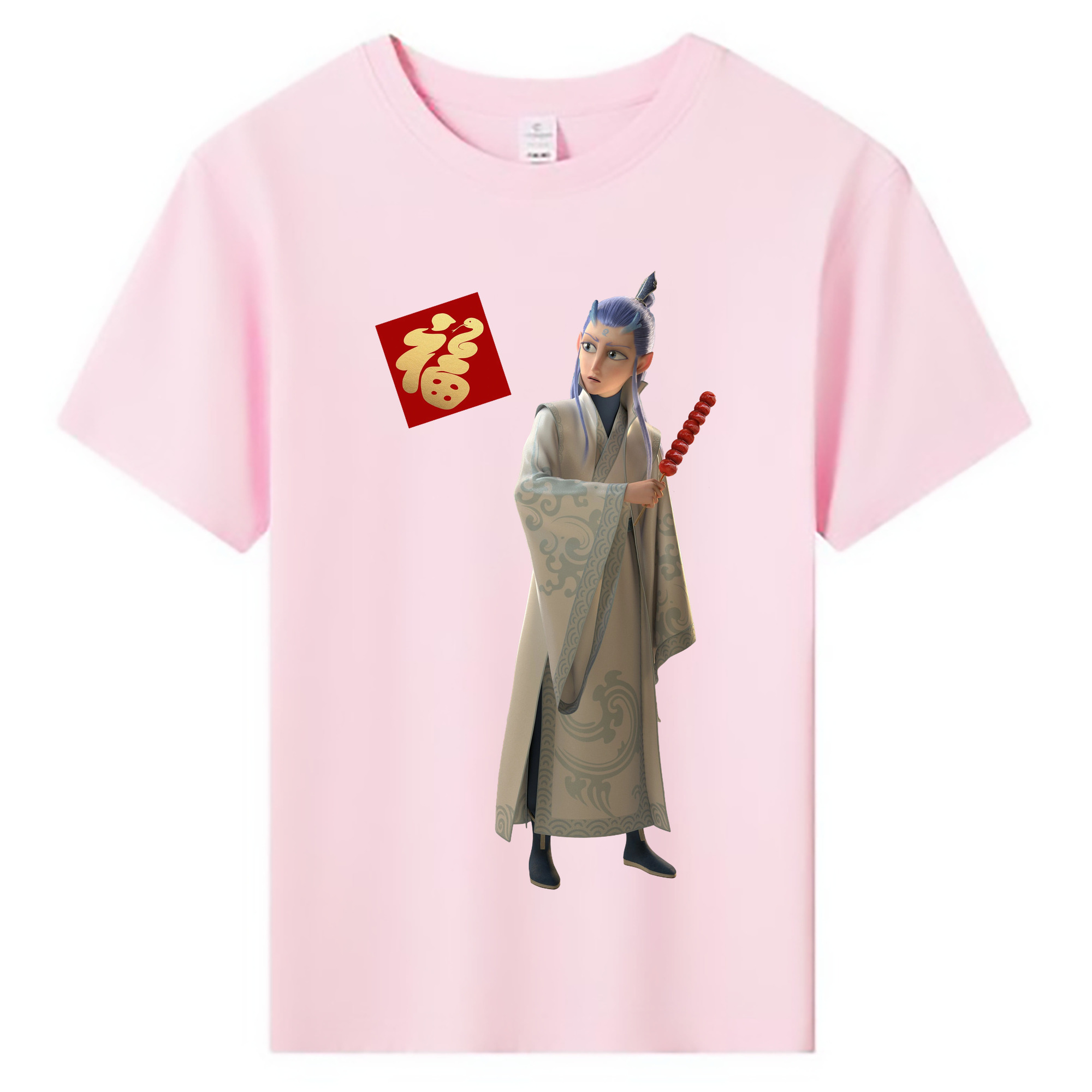（画像用） Ne Zha 2 ナタ 魔童の大暴れ 綿100％キッズTシャツ（フロントプリント）
