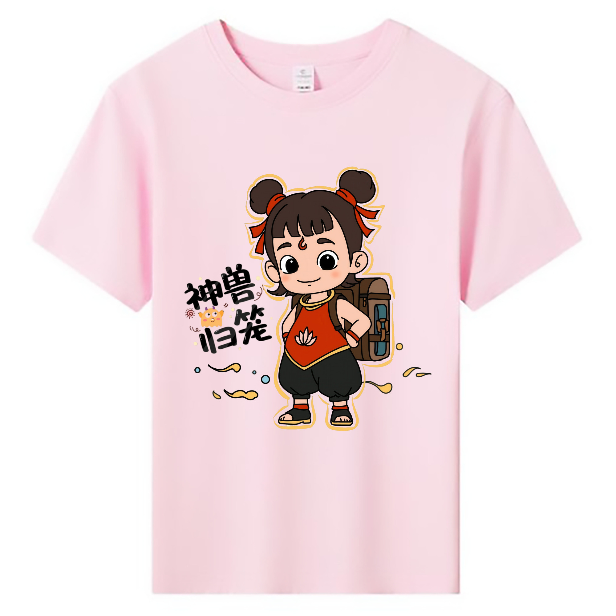 （画像用） Ne Zha 2 ナタ 魔童の大暴れ 綿100％キッズTシャツ（フロントプリント）