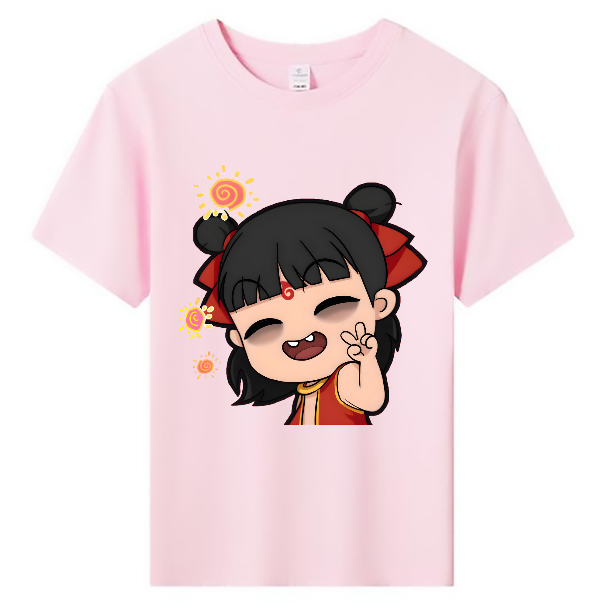 （画像用） Ne Zha 2 ナタ 魔童の大暴れ 綿100％キッズTシャツ（フロントプリント）
