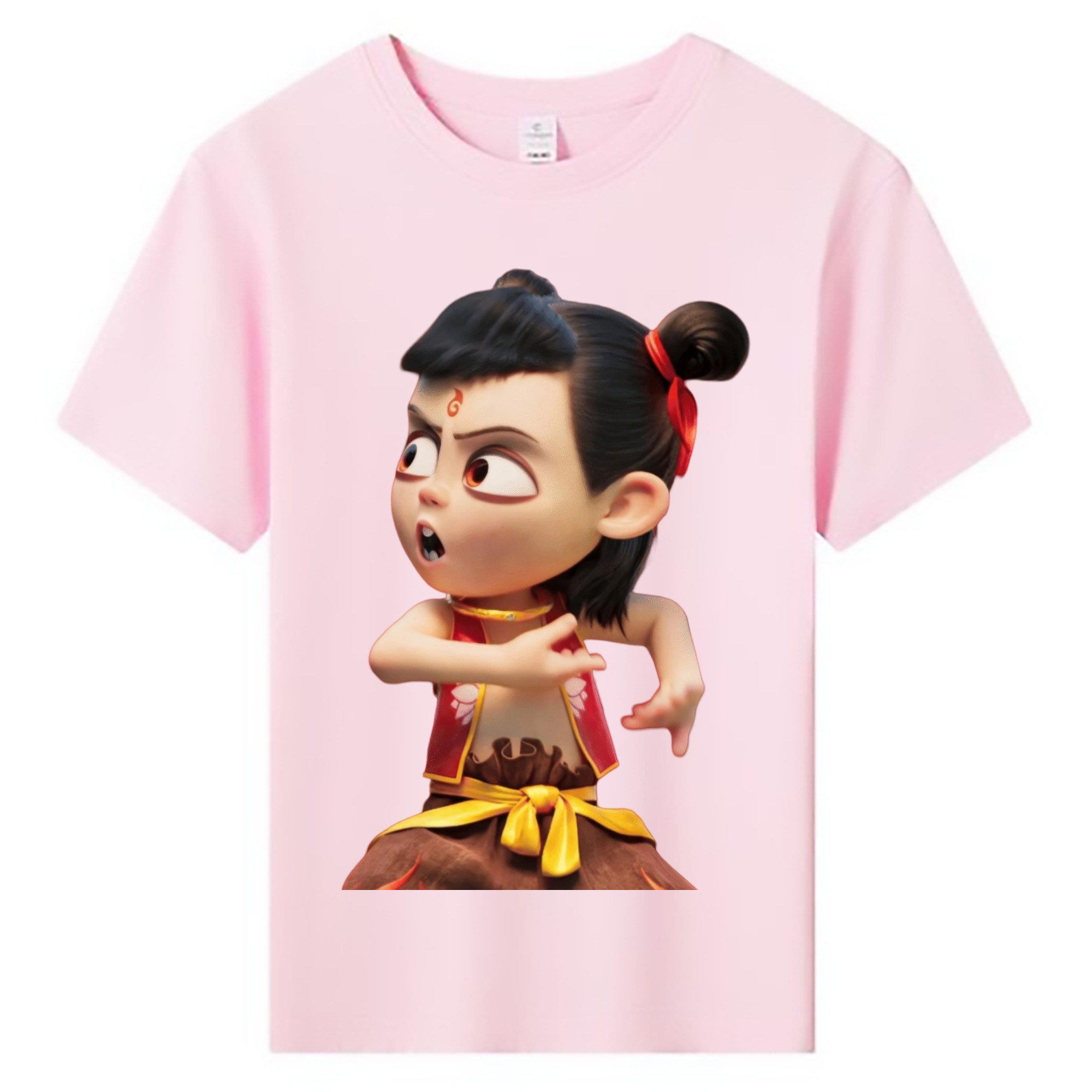 （画像用） Ne Zha 2 ナタ 魔童の大暴れ 綿100％キッズTシャツ（フロントプリント）