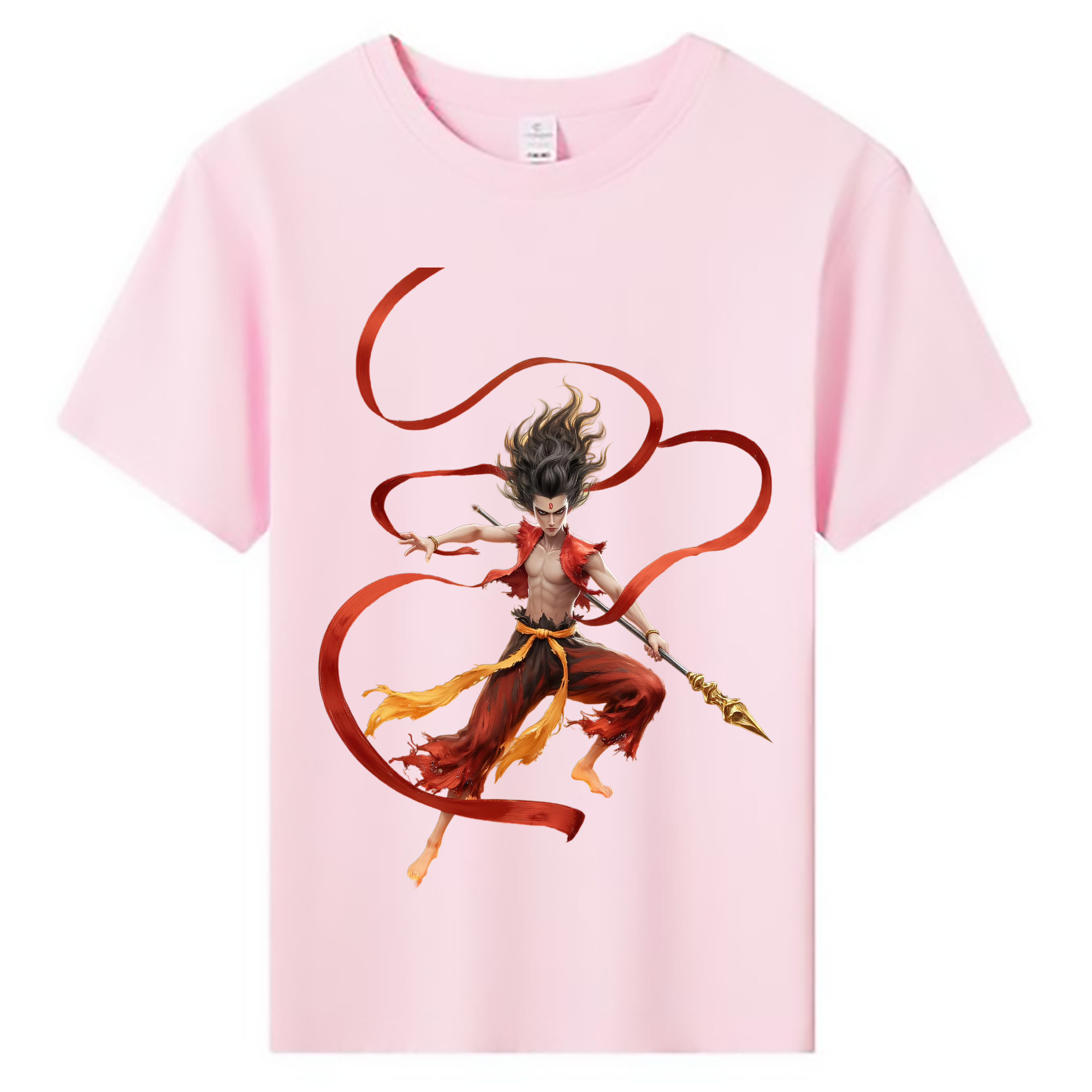 （画像用） Ne Zha 2 ナタ 魔童の大暴れ 綿100％キッズTシャツ（フロントプリント）