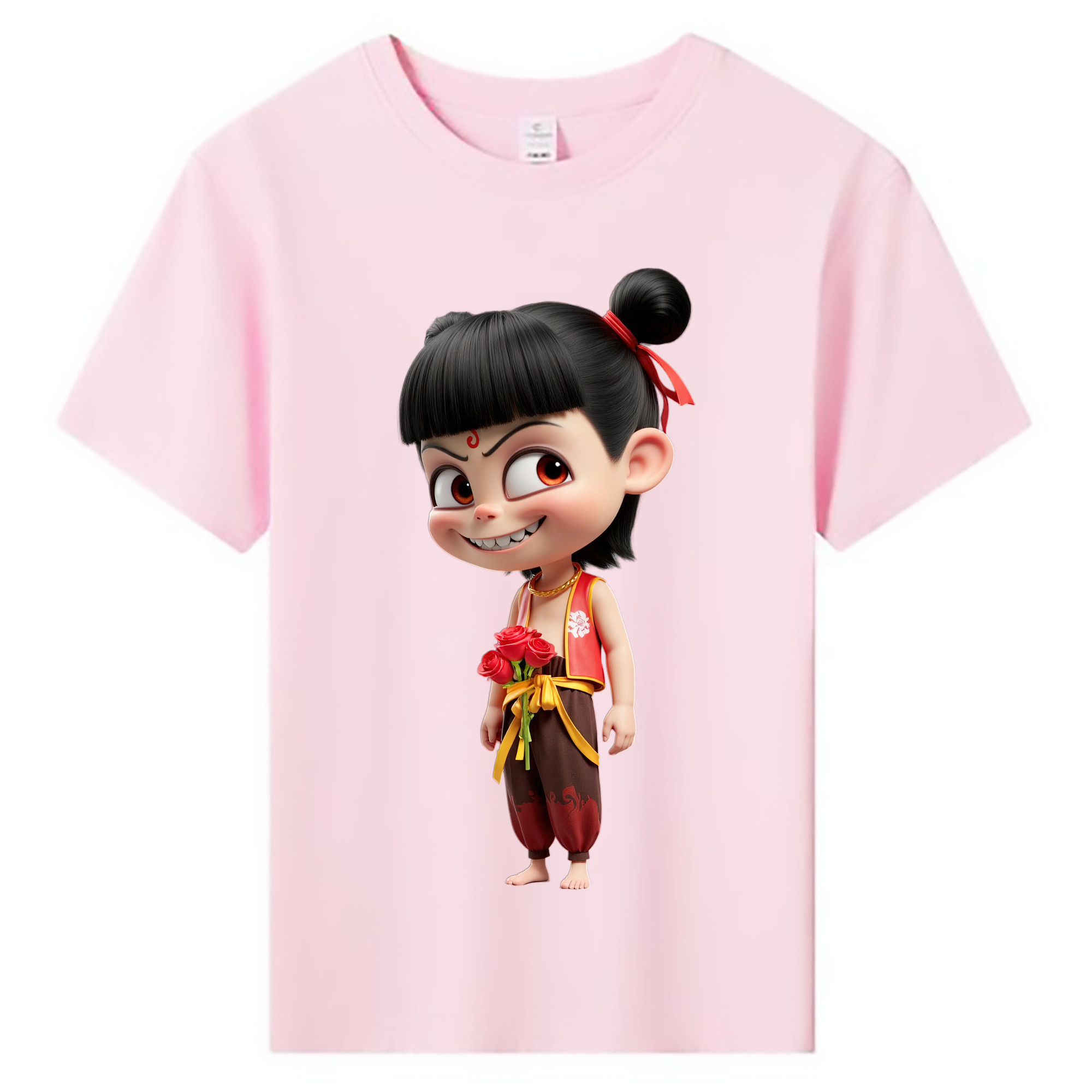 （画像用） Ne Zha 2 ナタ 魔童の大暴れ 綿100％キッズTシャツ（フロントプリント）