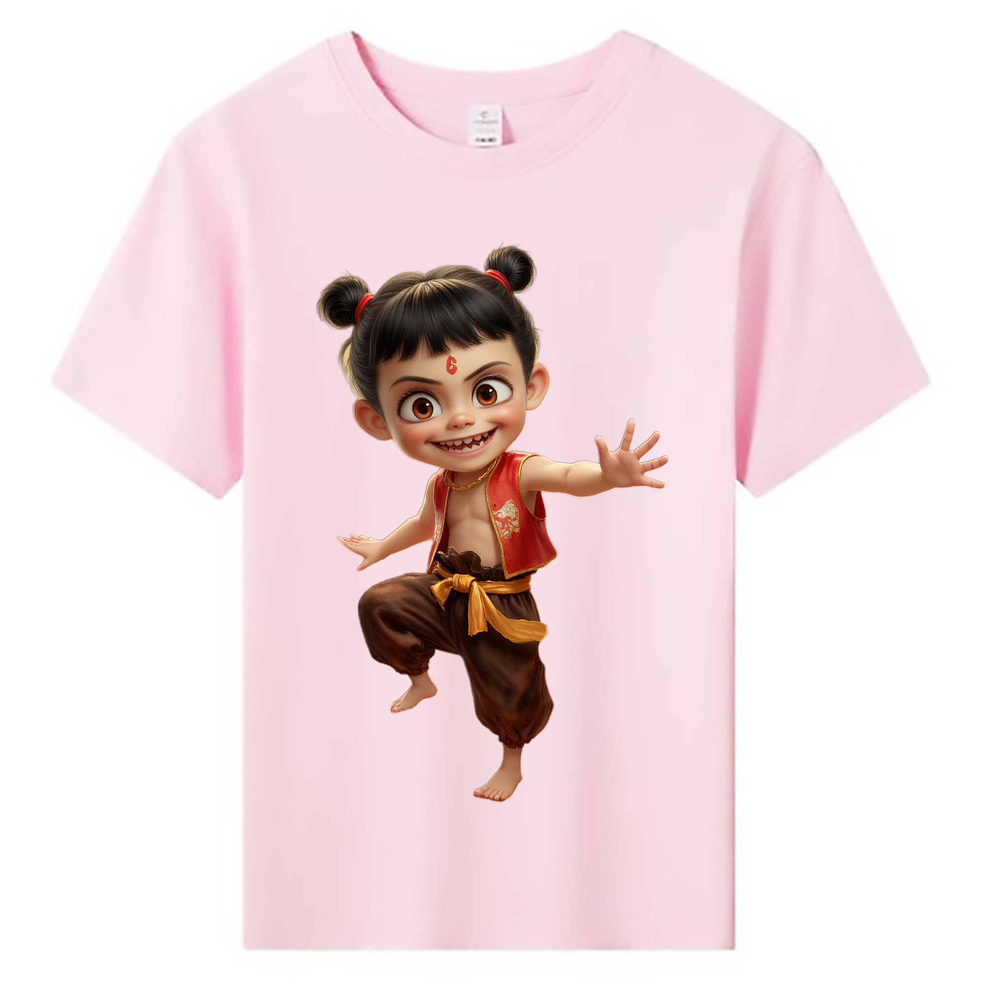 （画像用） Ne Zha 2 ナタ 魔童の大暴れ 綿100％キッズTシャツ（フロントプリント）