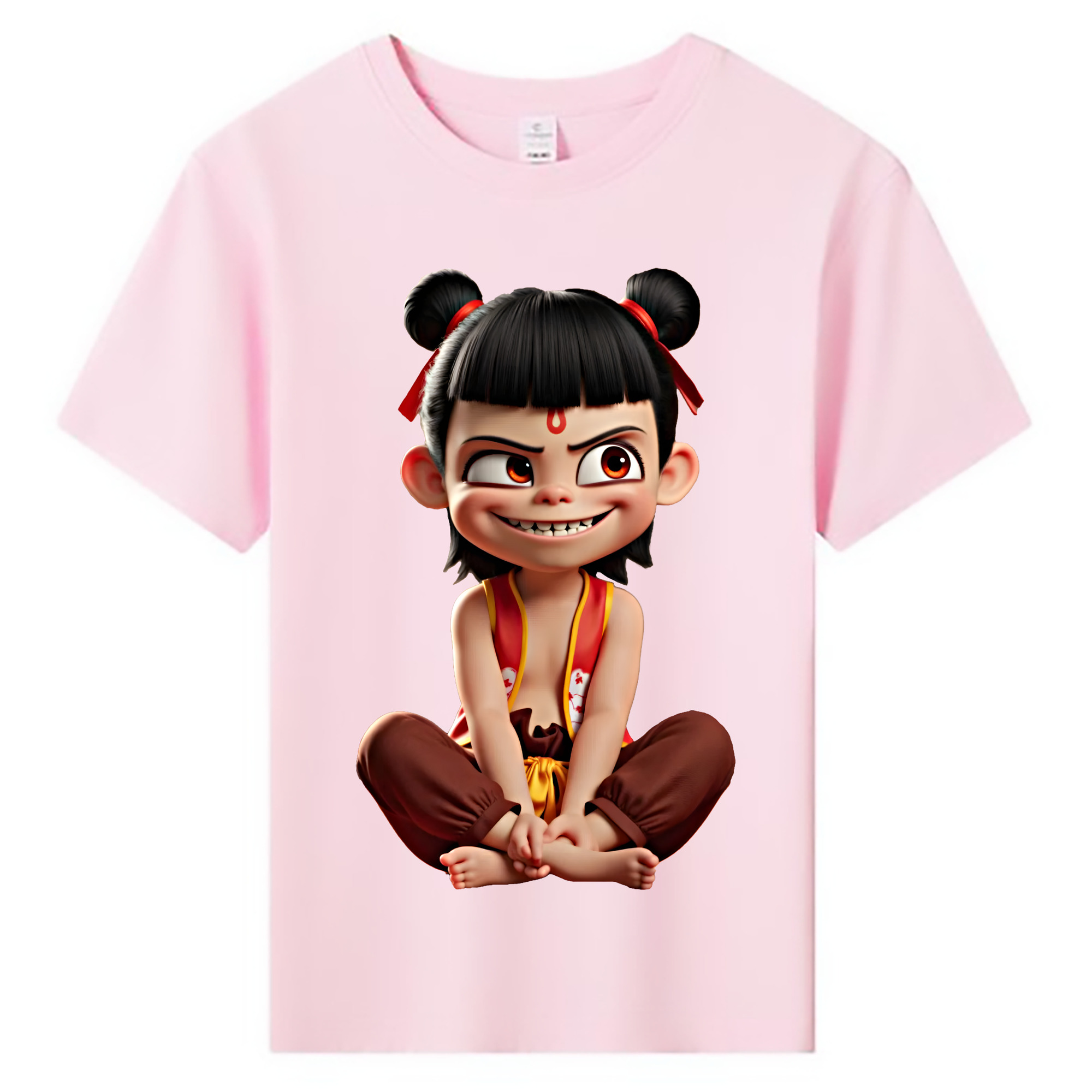 （画像用） Ne Zha 2 ナタ 魔童の大暴れ 綿100％キッズTシャツ（フロントプリント）