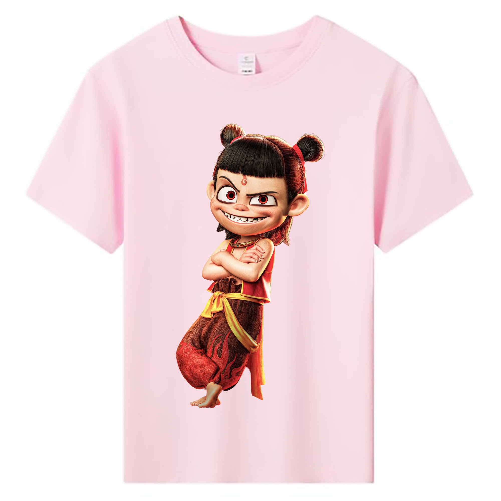 （画像用） Ne Zha 2 ナタ 魔童の大暴れ 綿100％キッズTシャツ（フロントプリント）
