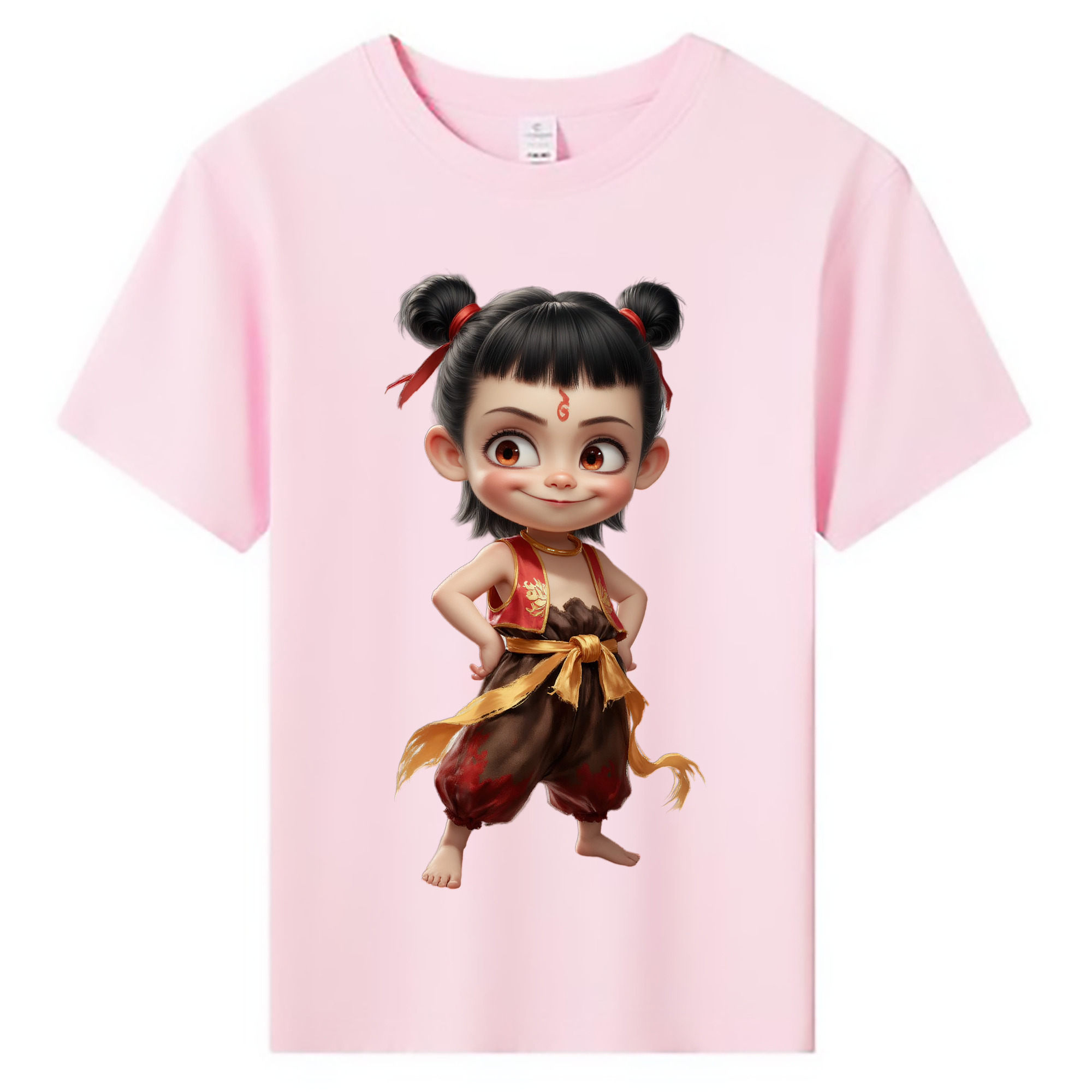 （画像用） Ne Zha 2 ナタ 魔童の大暴れ 綿100％キッズTシャツ（フロントプリント）