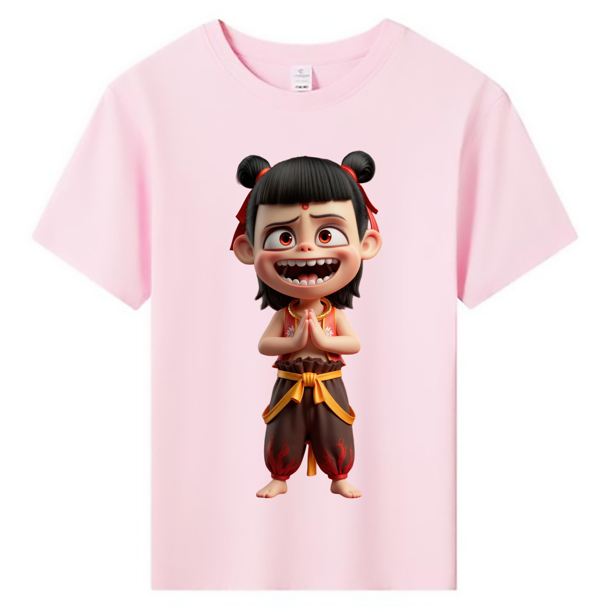 （画像用） Ne Zha 2 ナタ 魔童の大暴れ 綿100％キッズTシャツ（フロントプリント）