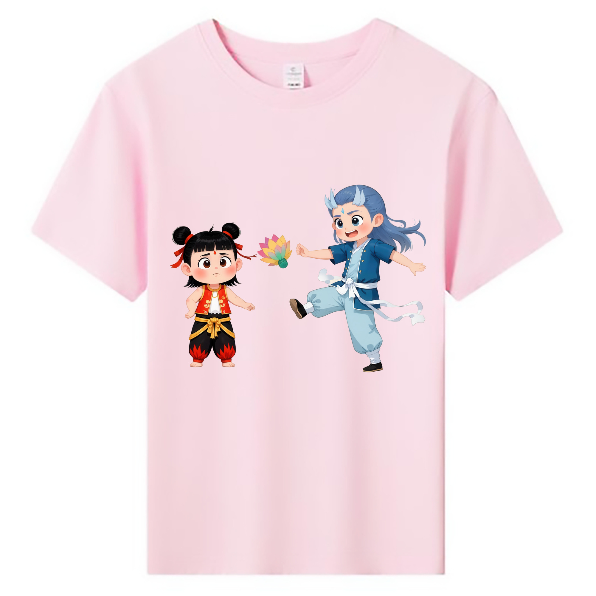 （画像用） Ne Zha 2 ナタ 魔童の大暴れ 綿100％キッズTシャツ（フロントプリント）