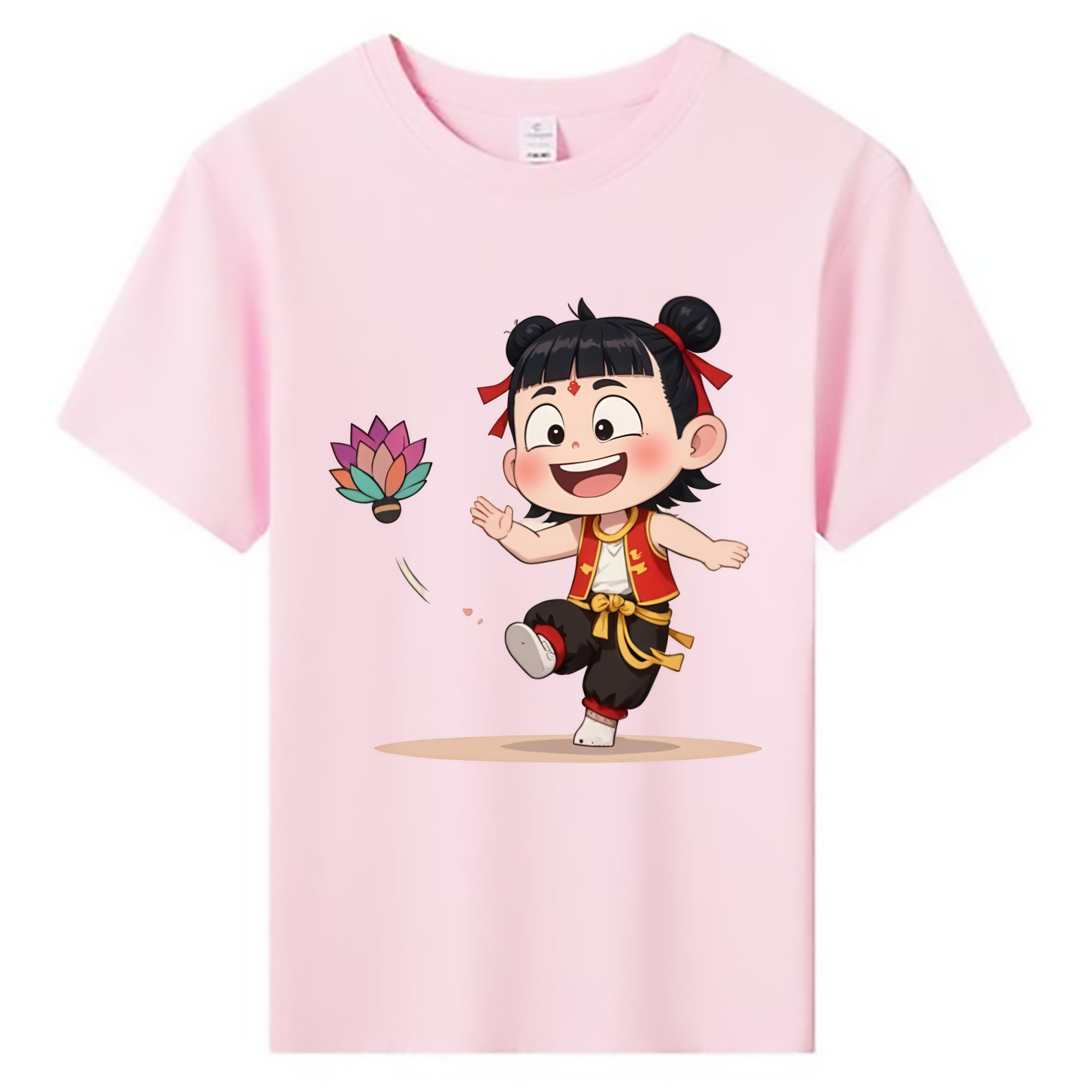 （画像用） Ne Zha 2 ナタ 魔童の大暴れ 綿100％キッズTシャツ（フロントプリント）