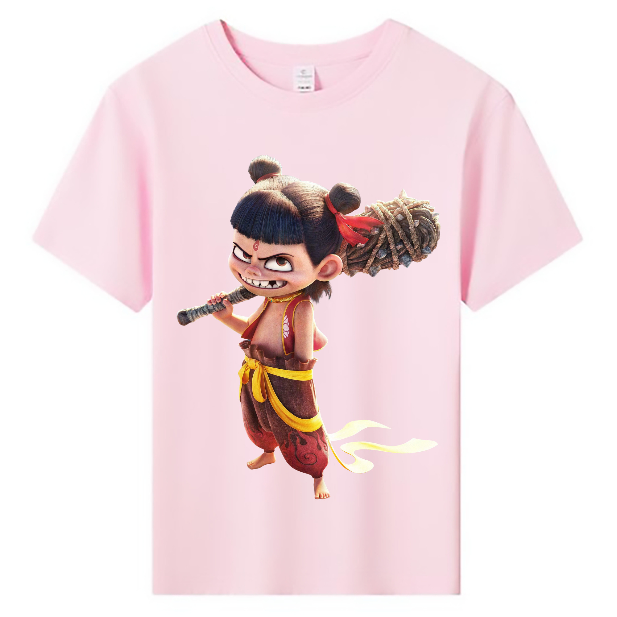 （画像用） Ne Zha 2 ナタ 魔童の大暴れ 綿100％キッズTシャツ（フロントプリント）