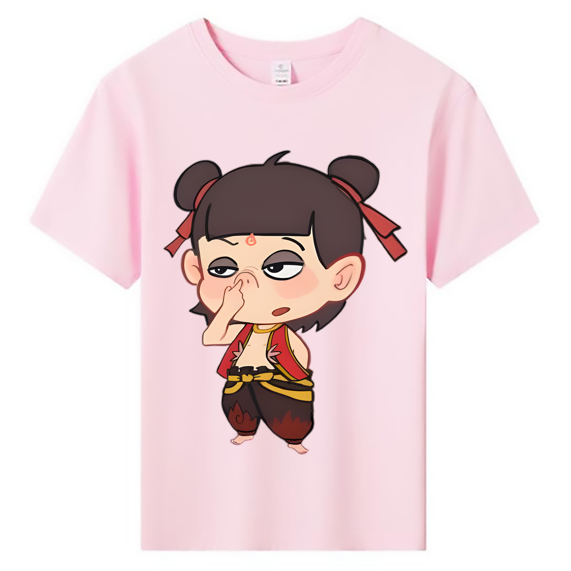 （画像用） Ne Zha 2 ナタ 魔童の大暴れ 綿100％キッズTシャツ（フロントプリント）