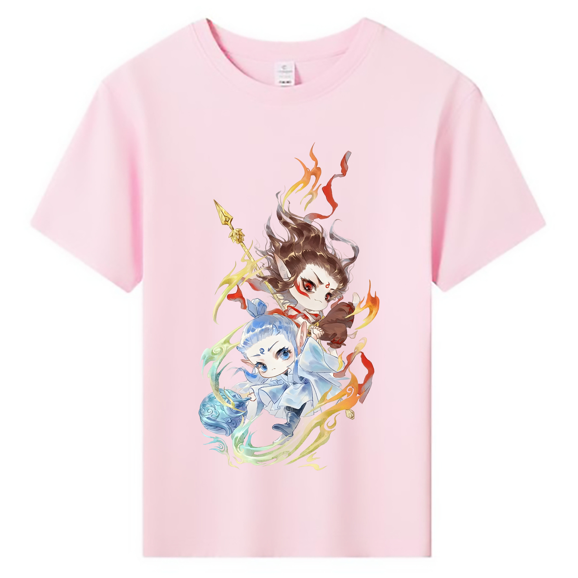 （画像用） Ne Zha 2 ナタ 魔童の大暴れ 綿100％キッズTシャツ（フロントプリント）