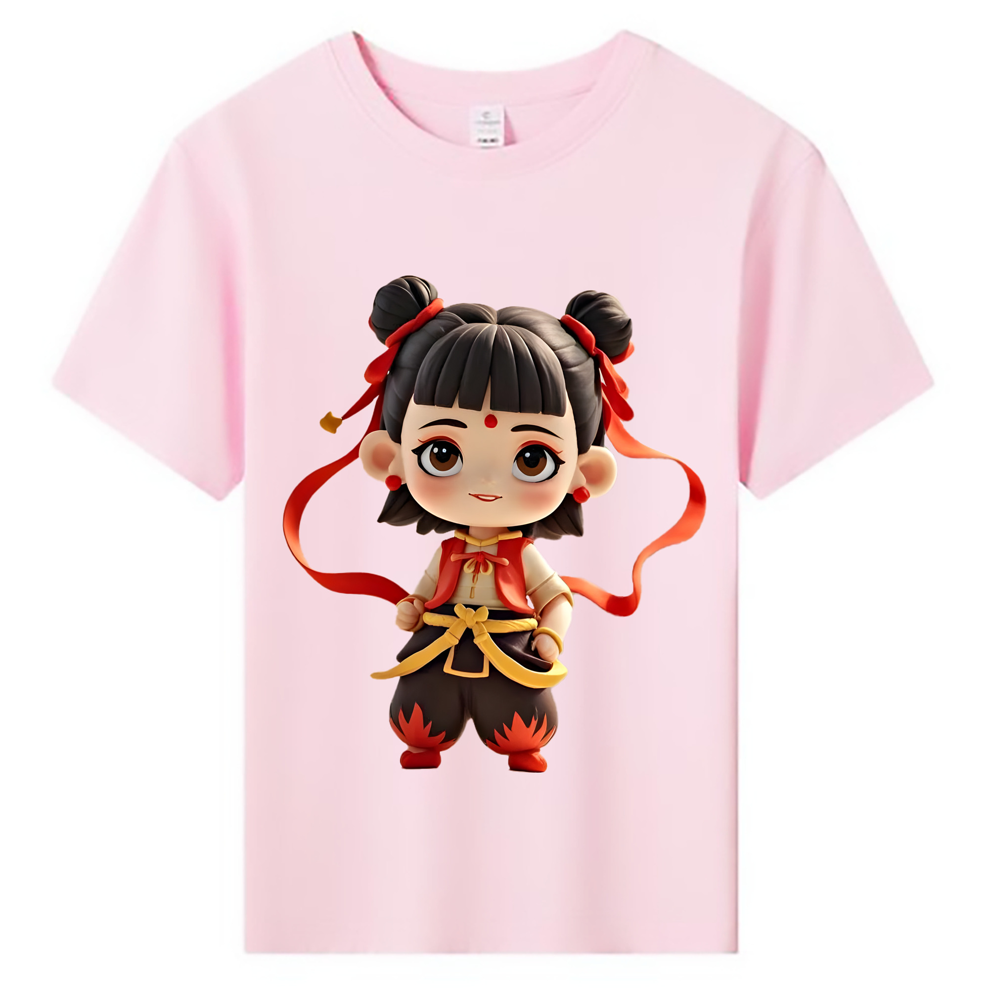 （画像用） Ne Zha 2 ナタ 魔童の大暴れ 綿100％キッズTシャツ（フロントプリント）