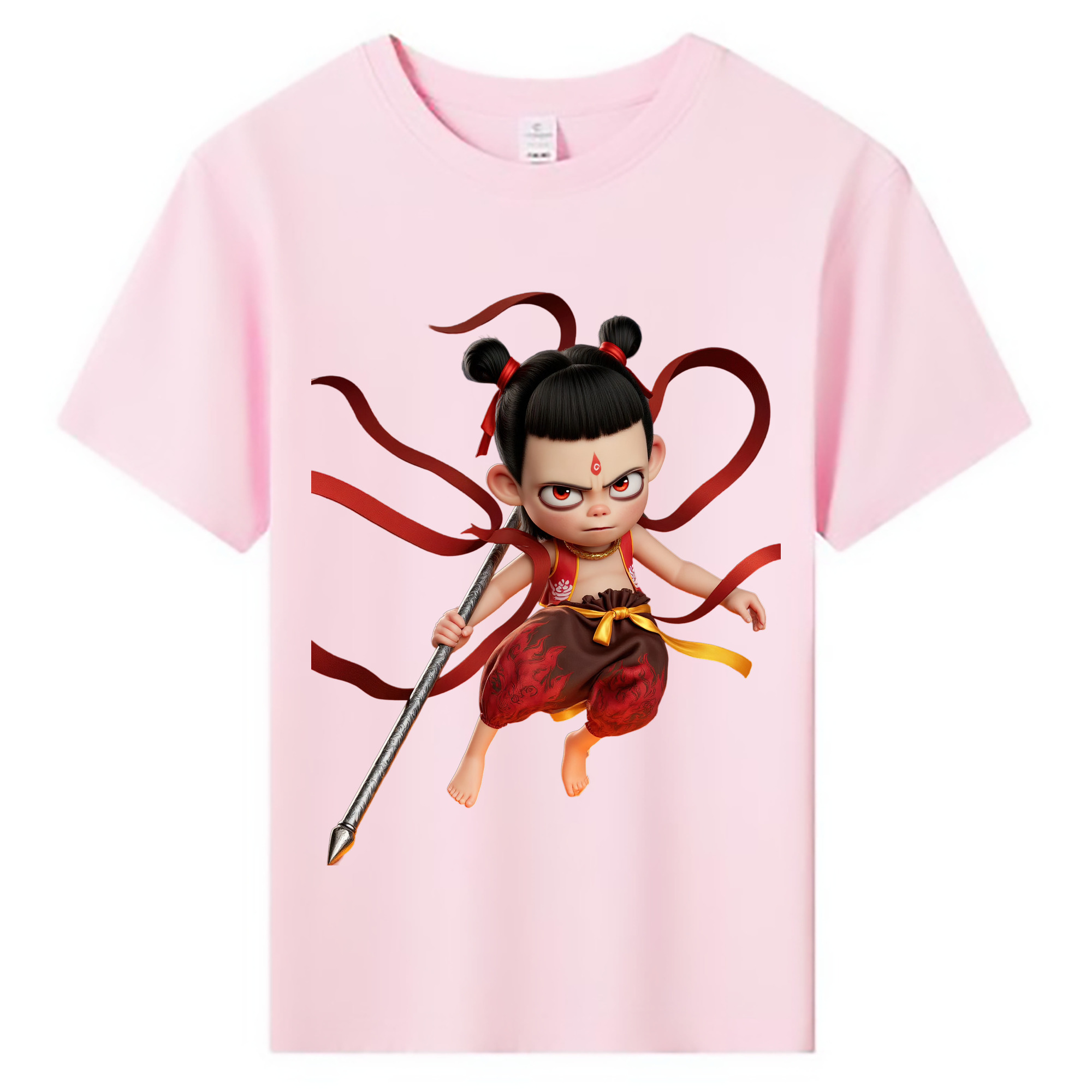 （画像用） Ne Zha 2 ナタ 魔童の大暴れ 綿100％キッズTシャツ（フロントプリント）