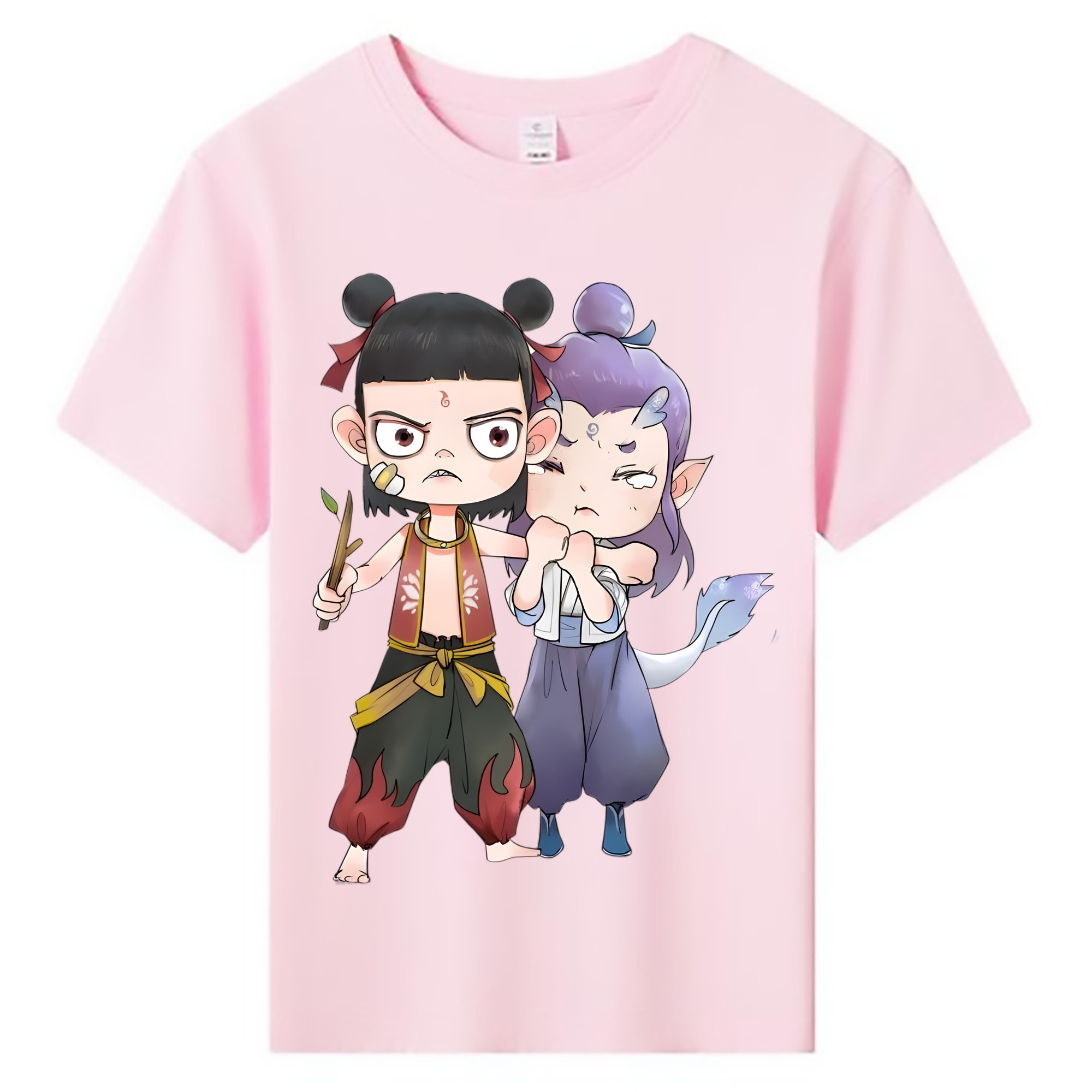 （画像用） Ne Zha 2 ナタ 魔童の大暴れ 綿100％キッズTシャツ（フロントプリント）