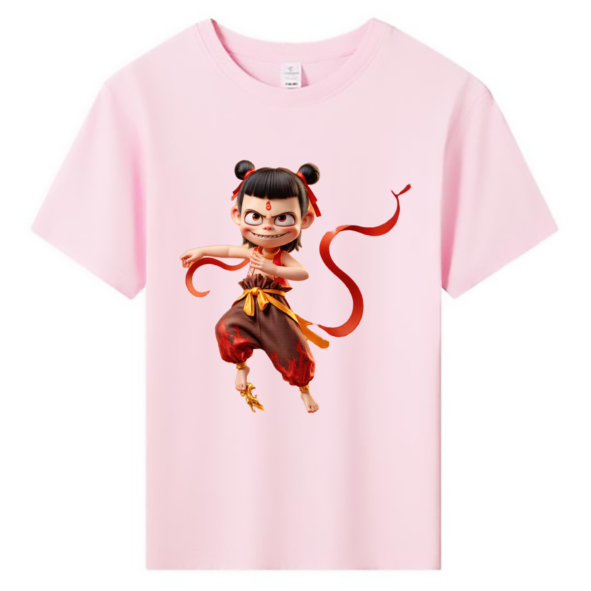 （画像用） Ne Zha 2 ナタ 魔童の大暴れ 綿100％キッズTシャツ（フロントプリント）