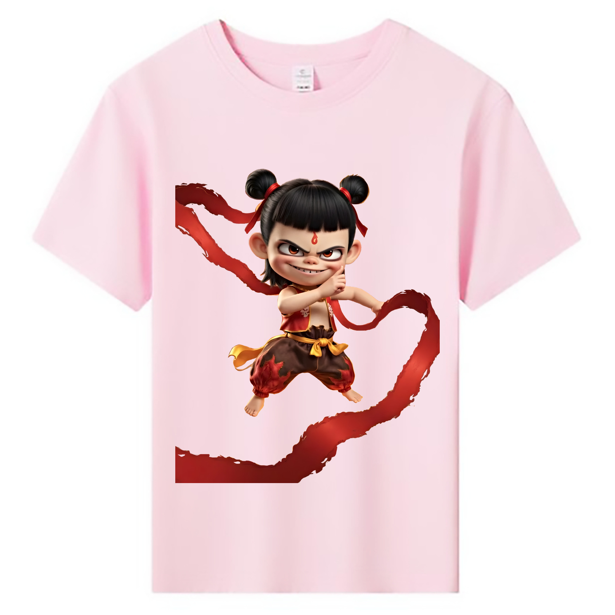 （画像用） Ne Zha 2 ナタ 魔童の大暴れ 綿100％キッズTシャツ（フロントプリント）