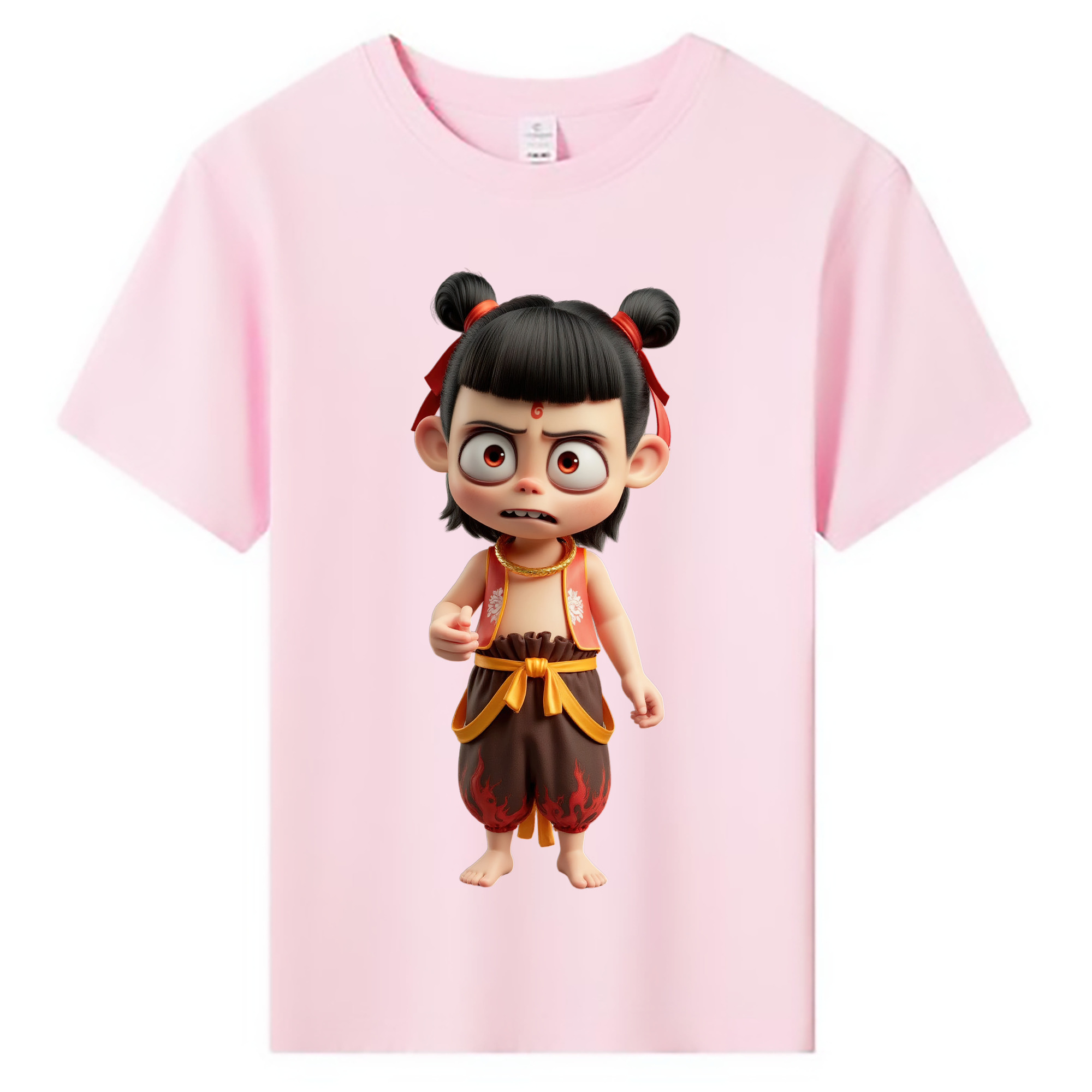 （画像用） Ne Zha 2 ナタ 魔童の大暴れ 綿100％キッズTシャツ（フロントプリント）