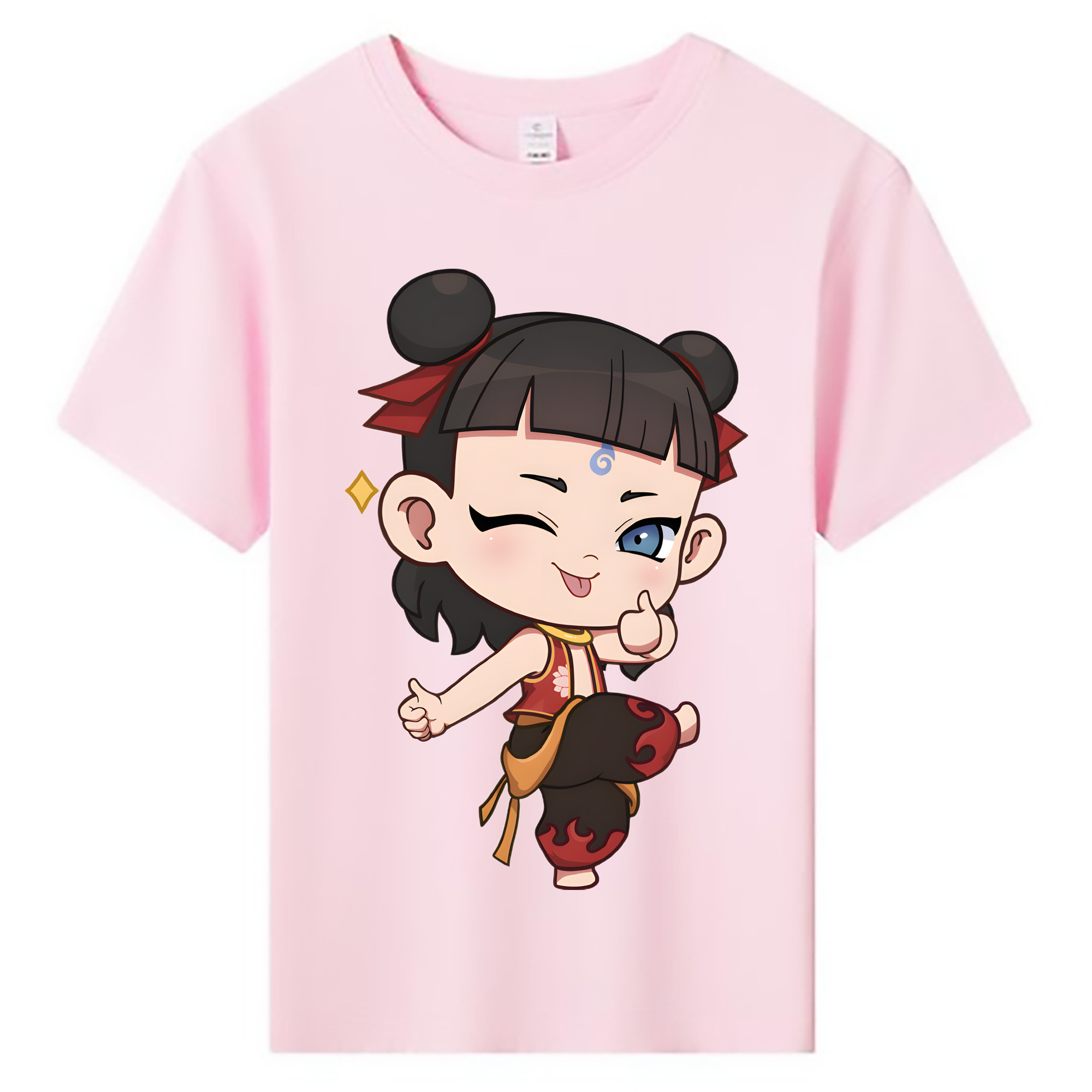 （画像用） Ne Zha 2 ナタ 魔童の大暴れ 綿100％キッズTシャツ（フロントプリント）