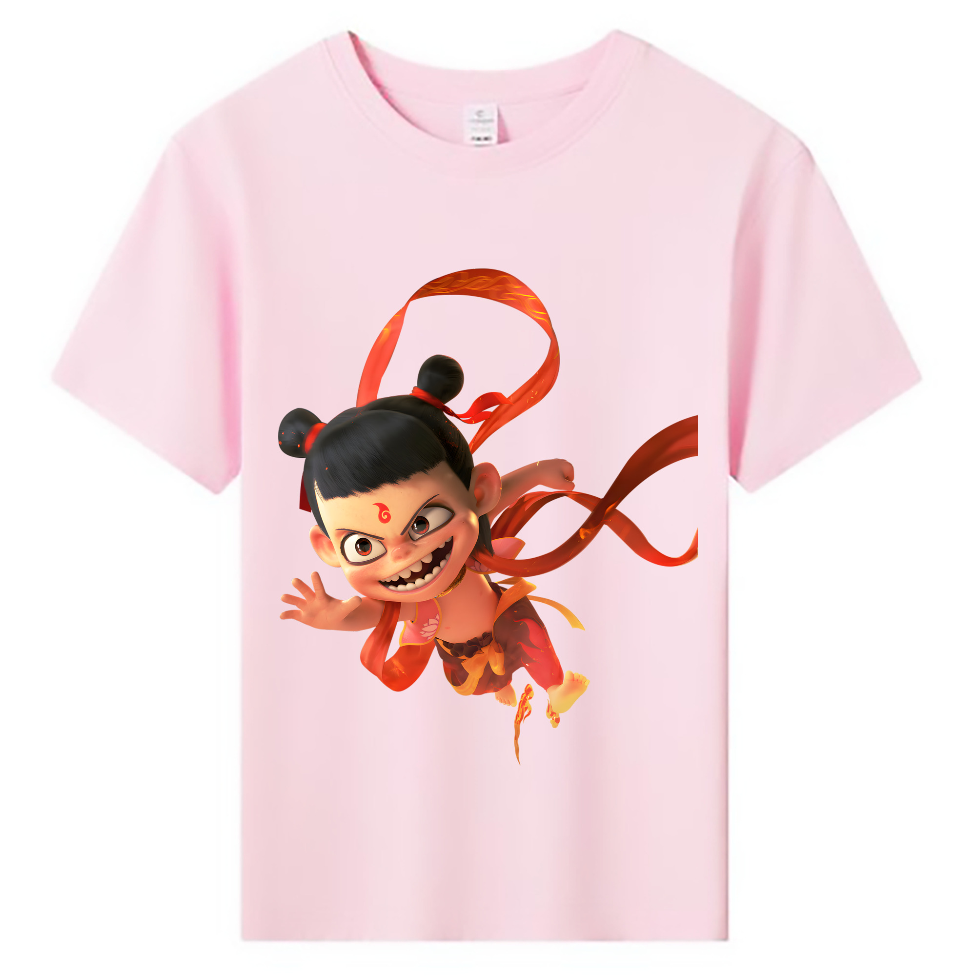 （画像用） Ne Zha 2 ナタ 魔童の大暴れ 綿100％キッズTシャツ（フロントプリント）
