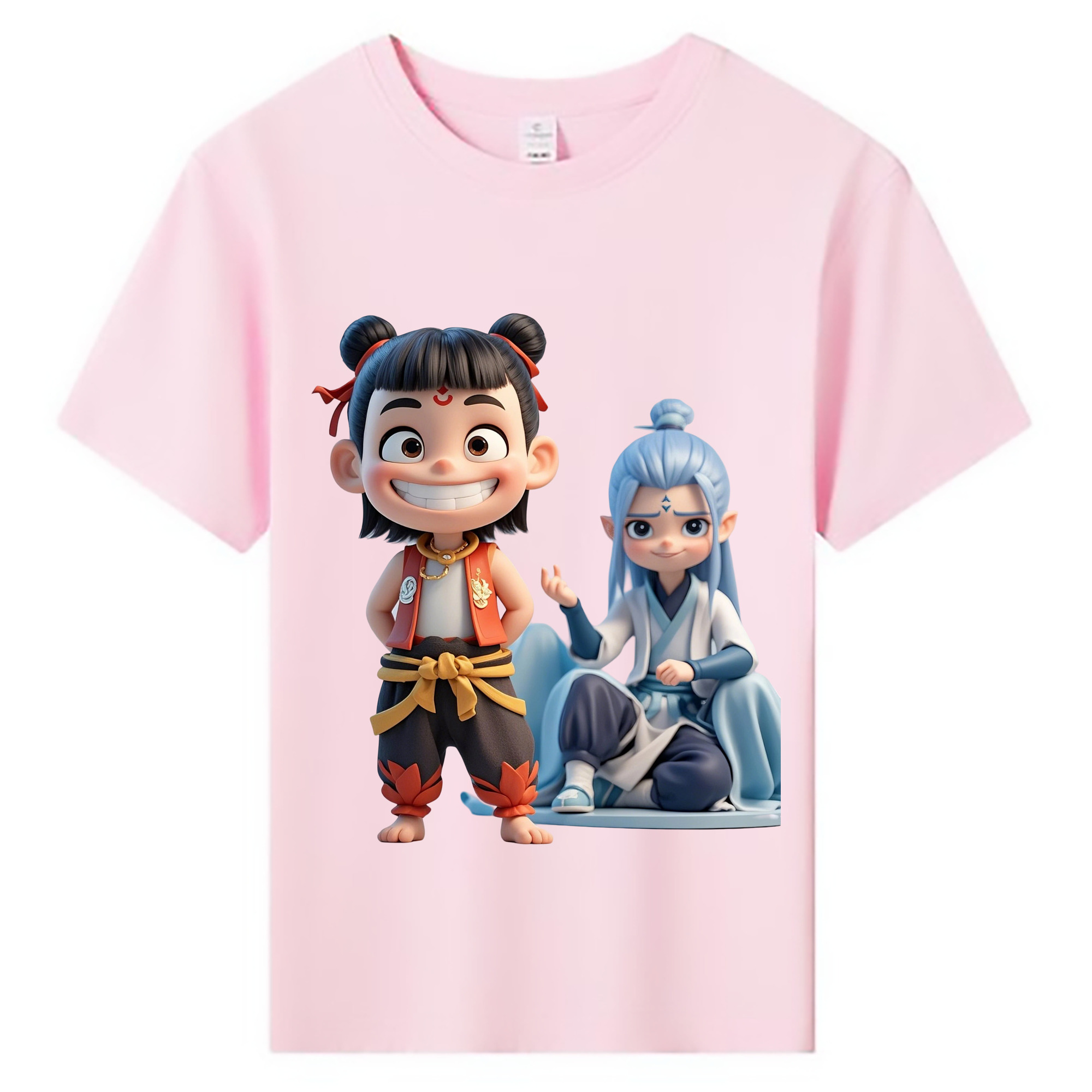 （画像用） Ne Zha 2 ナタ 魔童の大暴れ 綿100％キッズTシャツ（フロントプリント）