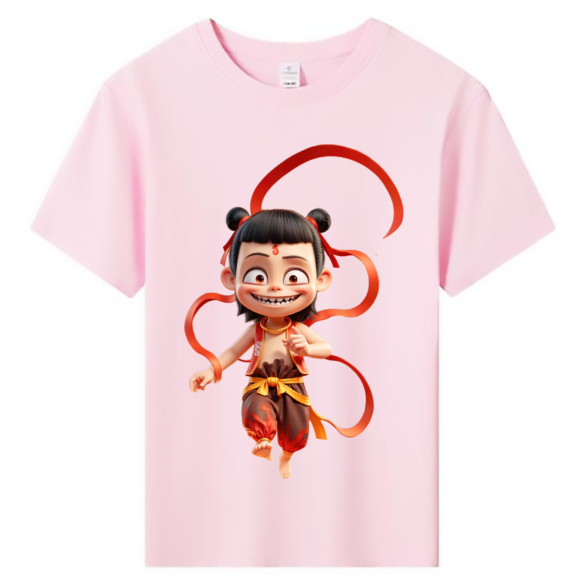（画像用） Ne Zha 2 ナタ 魔童の大暴れ 綿100％キッズTシャツ（フロントプリント）