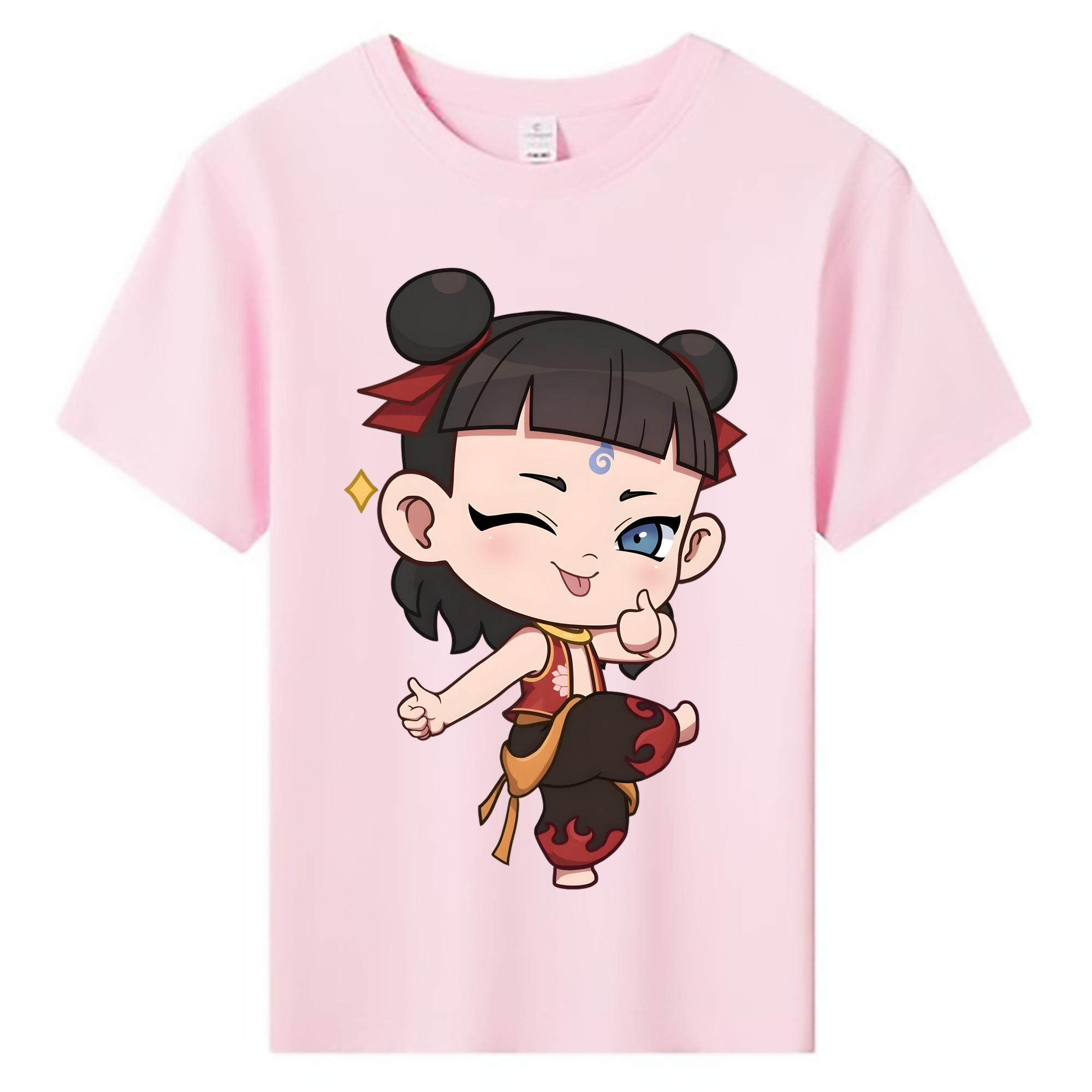 （画像用） Ne Zha 2 ナタ 魔童の大暴れ 綿100％キッズTシャツ（フロントプリント）