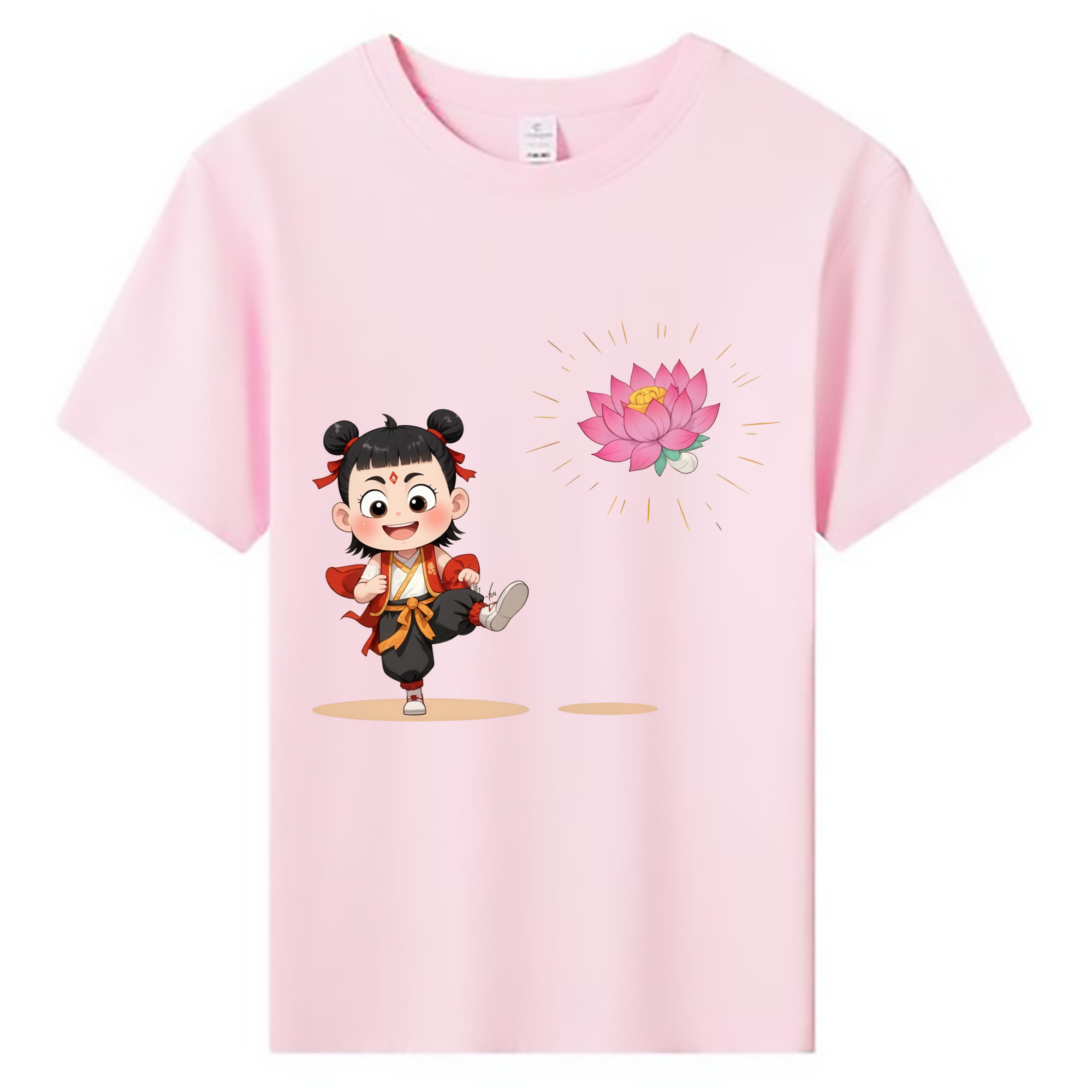 （画像用） Ne Zha 2 ナタ 魔童の大暴れ 綿100％キッズTシャツ（フロントプリント）
