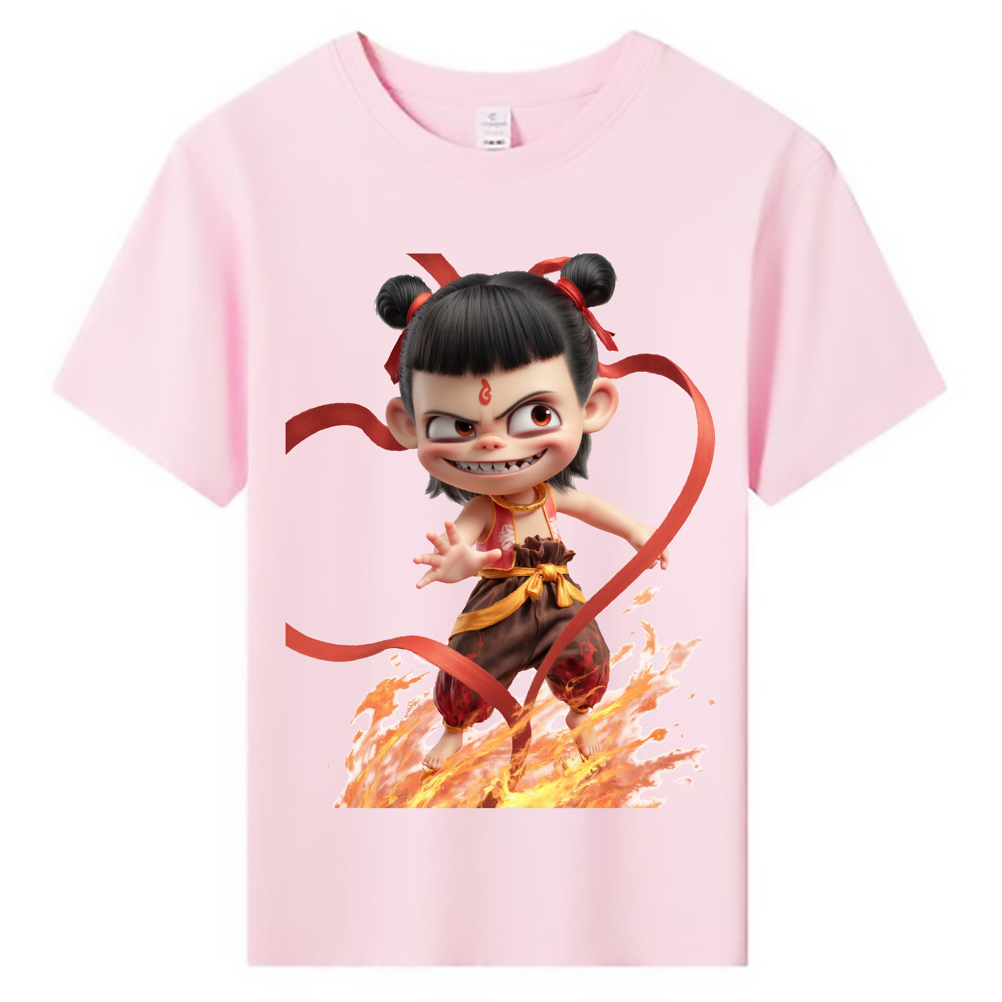 （画像用） Ne Zha 2 ナタ 魔童の大暴れ 綿100％キッズTシャツ（フロントプリント）