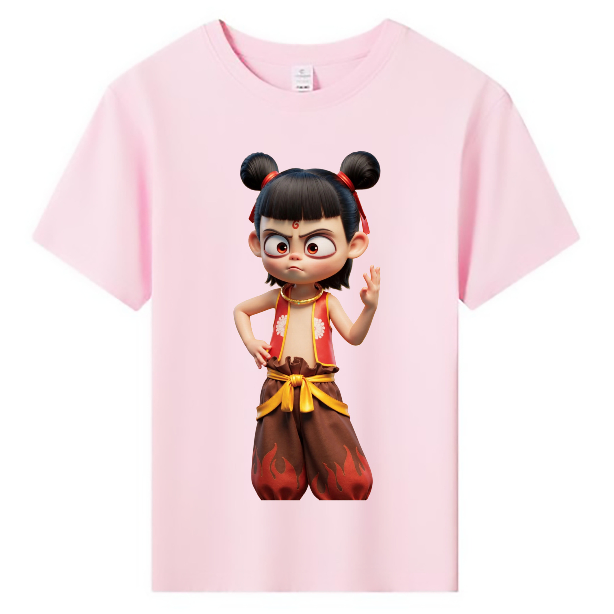 （画像用） Ne Zha 2 ナタ 魔童の大暴れ 綿100％キッズTシャツ（フロントプリント）