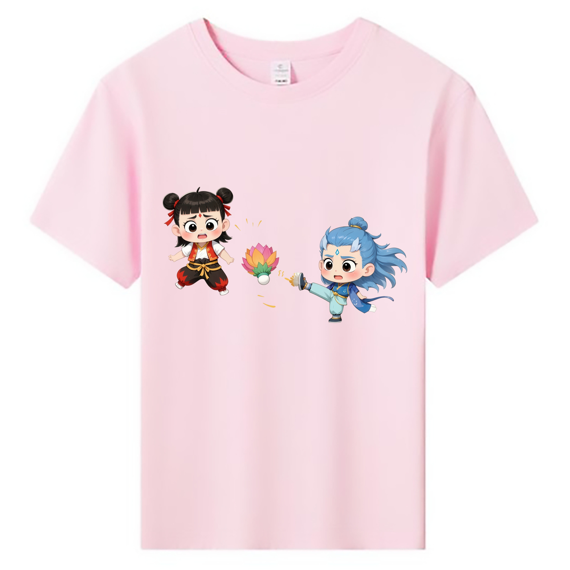 （画像用） Ne Zha 2 ナタ 魔童の大暴れ 綿100％キッズTシャツ（フロントプリント）