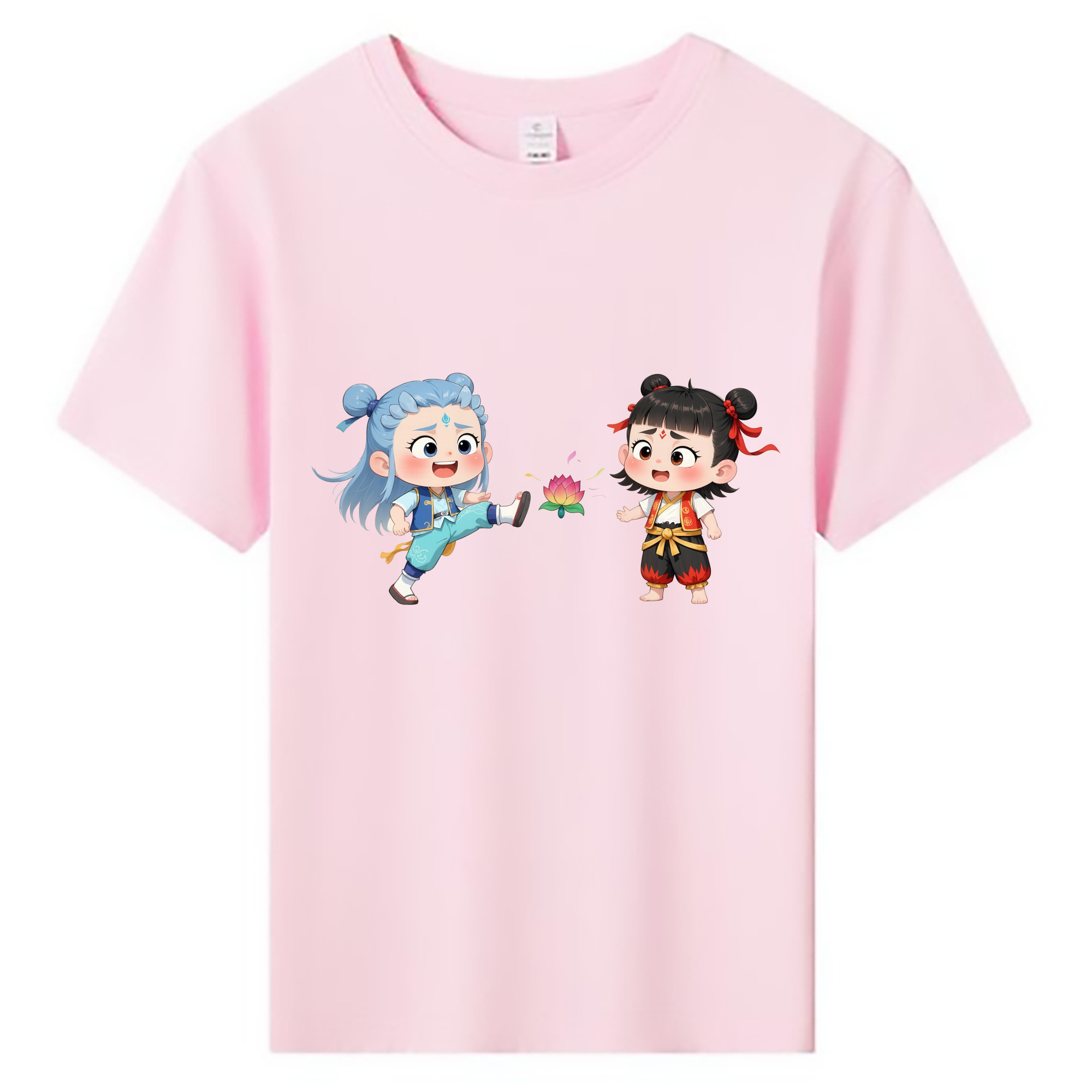 （画像用） Ne Zha 2 ナタ 魔童の大暴れ 綿100％キッズTシャツ（フロントプリント）