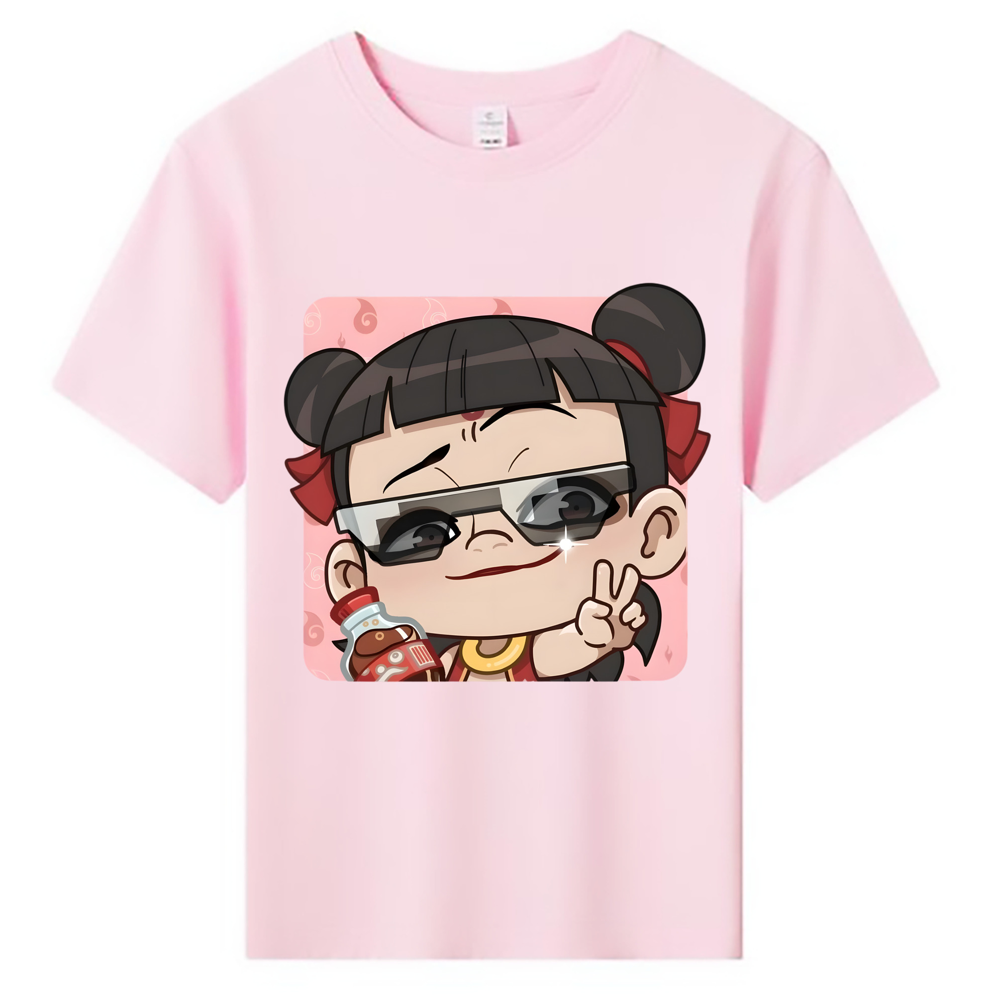 （画像用） Ne Zha 2 ナタ 魔童の大暴れ 綿100％キッズTシャツ（フロントプリント）