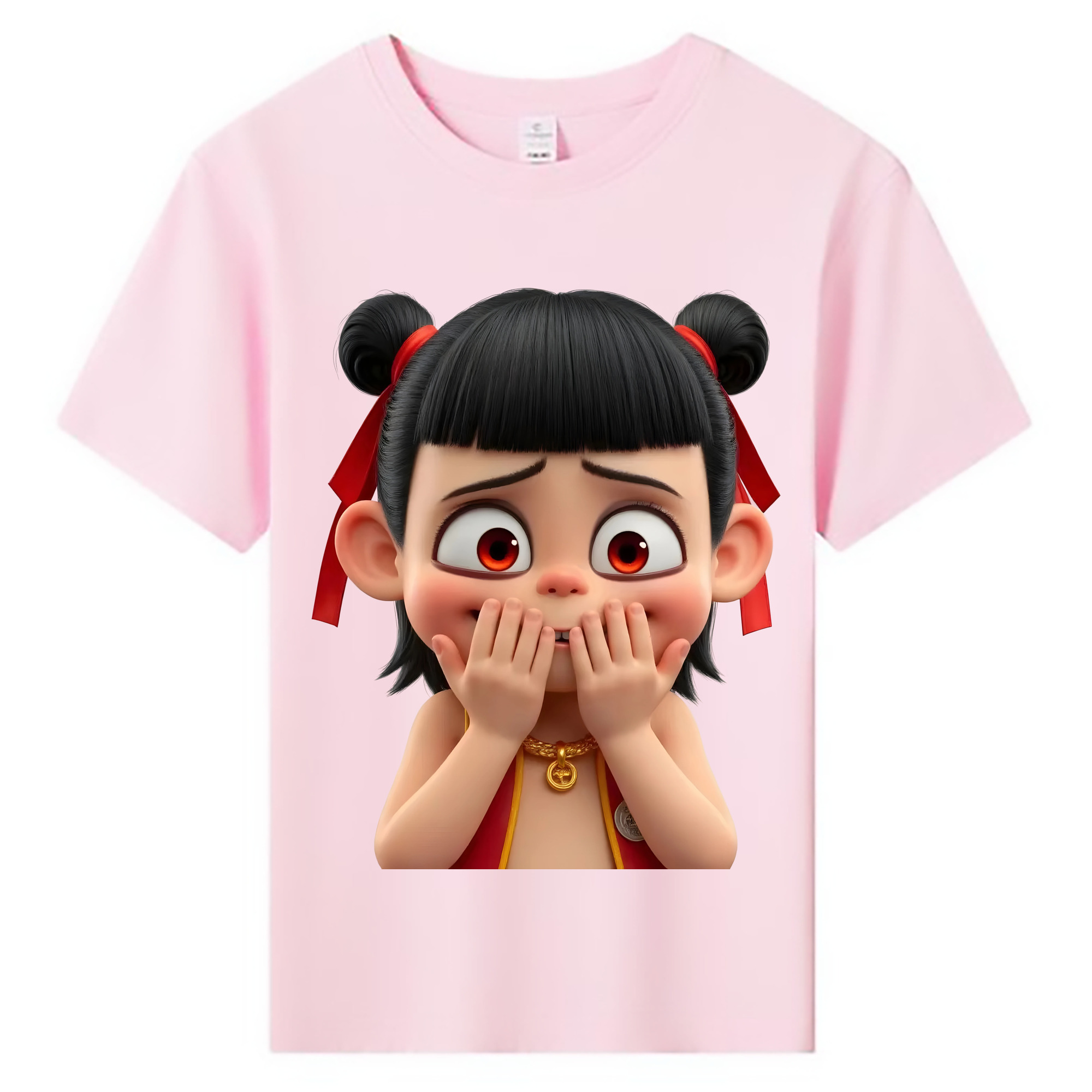 （画像用） Ne Zha 2 ナタ 魔童の大暴れ 綿100％キッズTシャツ（フロントプリント）